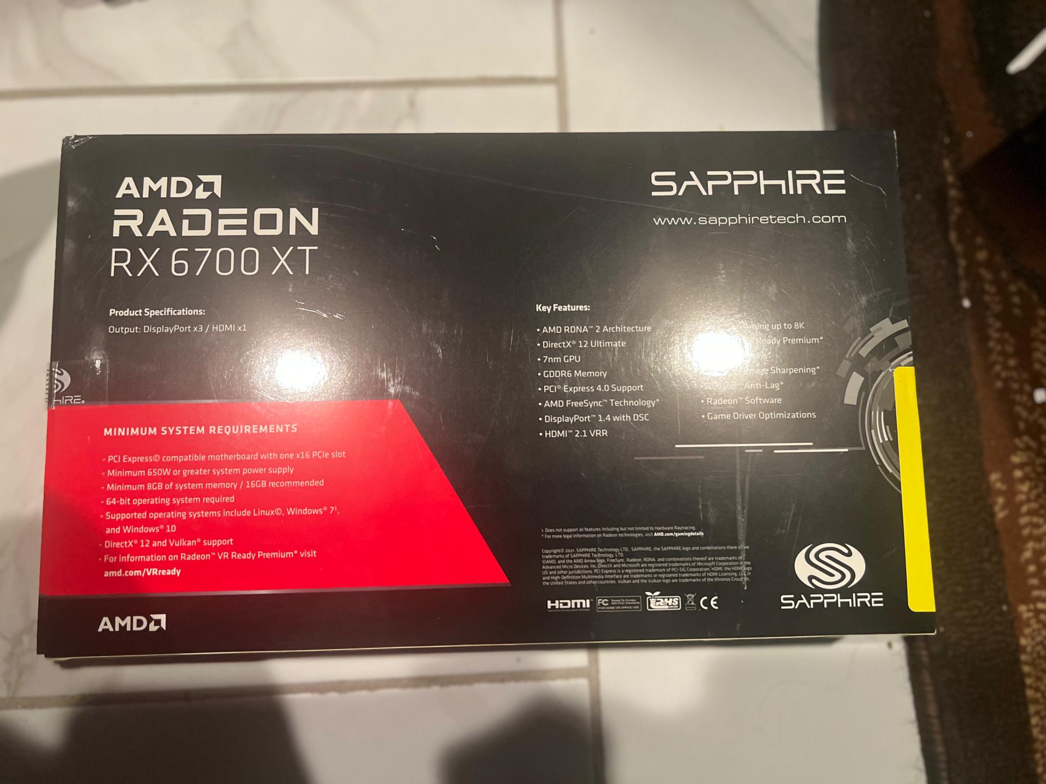 Sapphire Technology AMD Radeon RX 6700 XT Dual-Fan 12GB GDDR6 PCIe 4.0 Graphics Card