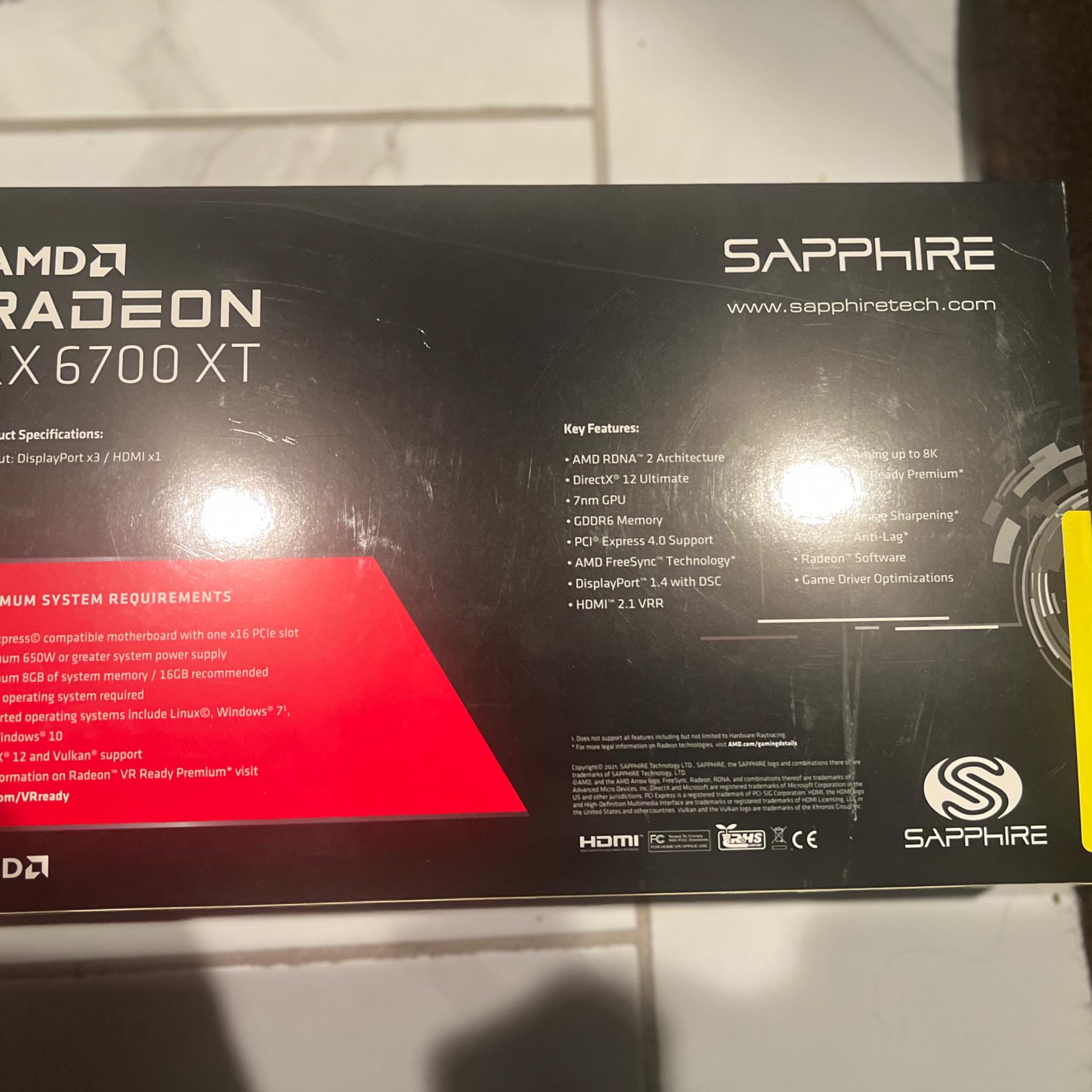 Sapphire Technology AMD Radeon RX 6700 XT Dual-Fan 12GB GDDR6 PCIe 4.0 Graphics Card