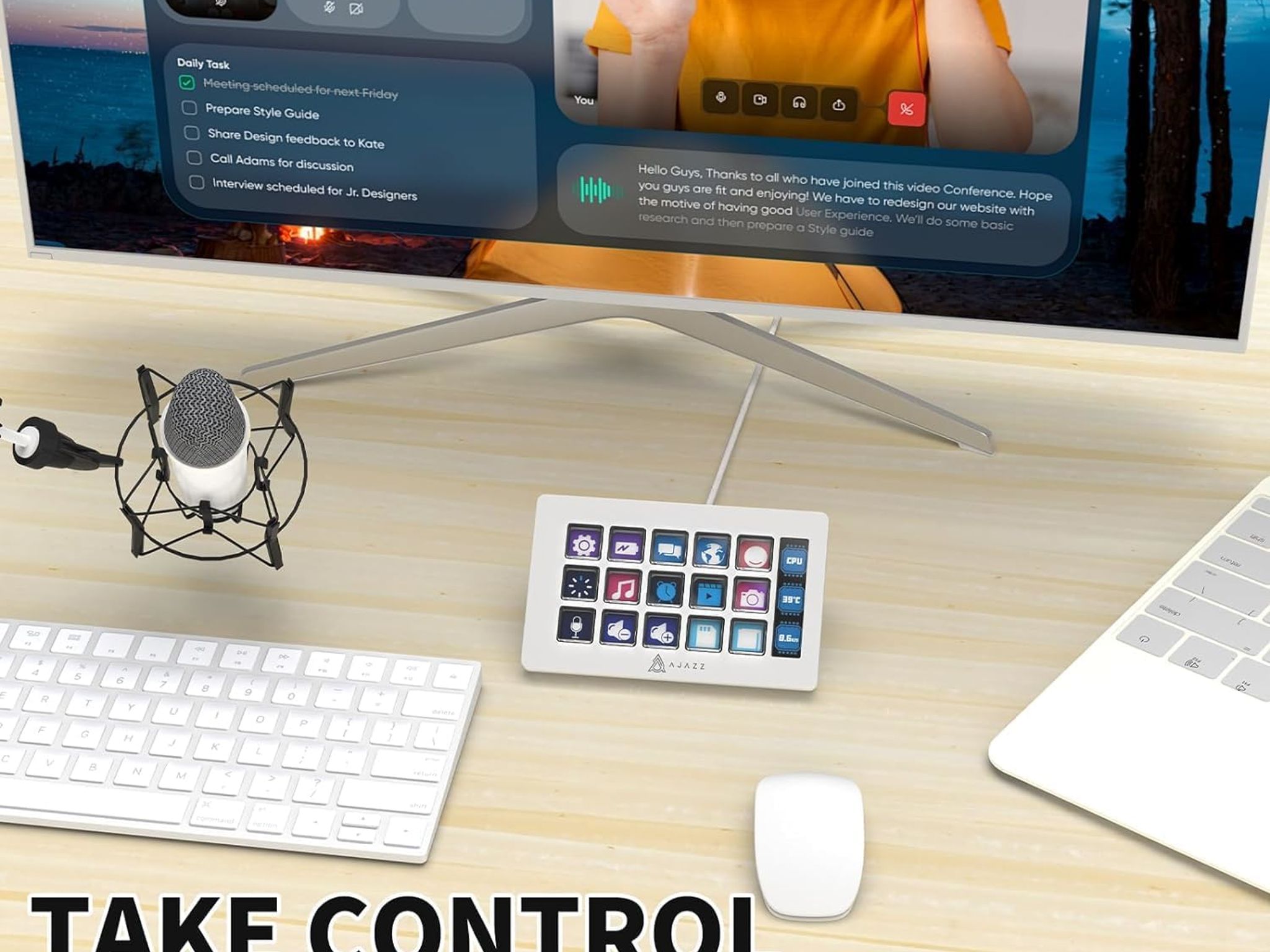 A.JAZZ AKP153 Stream Studio Controller Keypad Type-c Wired with 15 Macro LCD Key