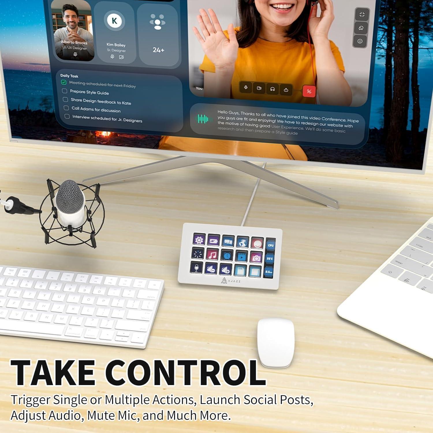 A.JAZZ AKP153 Stream Studio Controller Keypad Type-c Wired with 15 Macro LCD Key