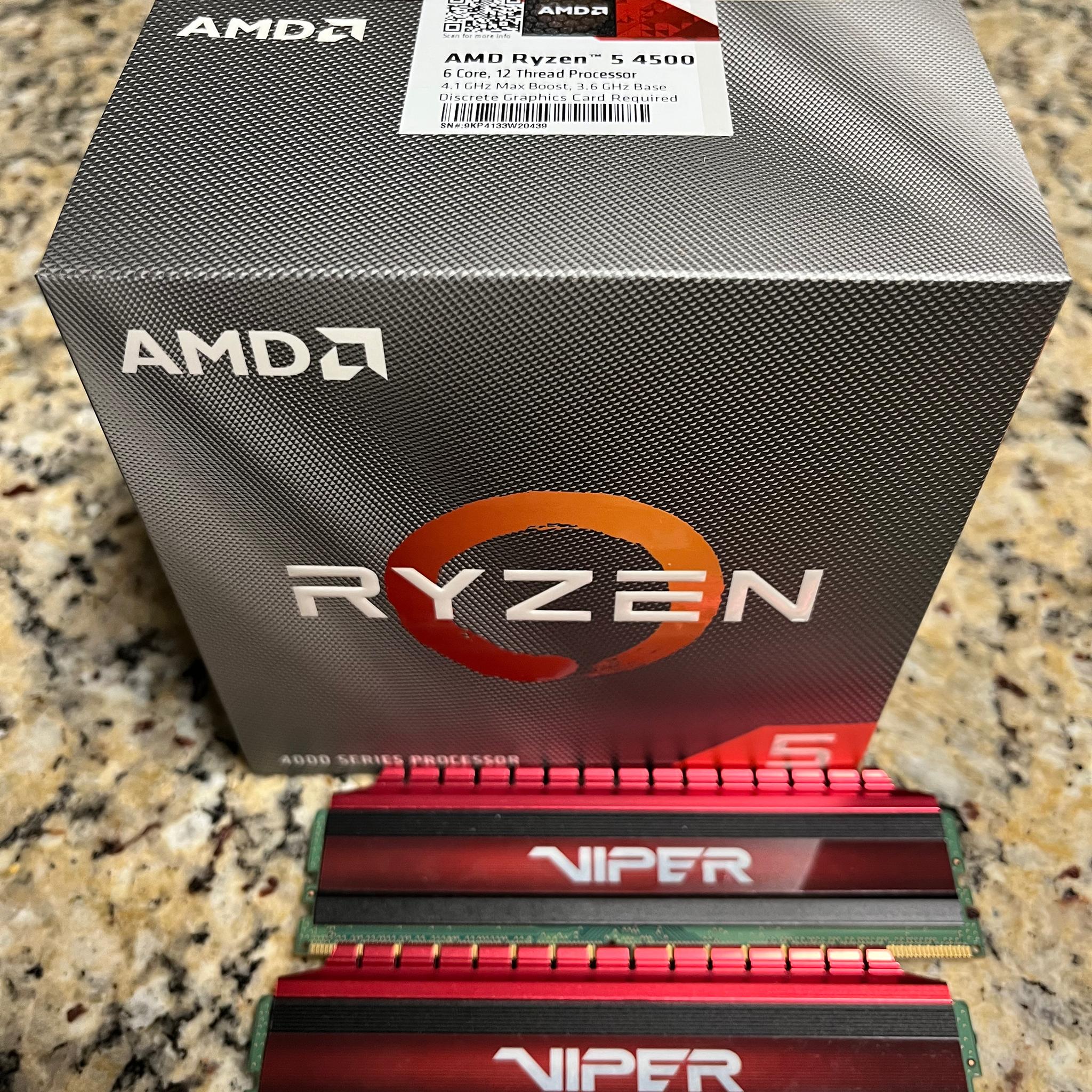 BNIB AMD Ryzen 5 4500 w/ Used 2x8GB Viper 3200mhz Ram