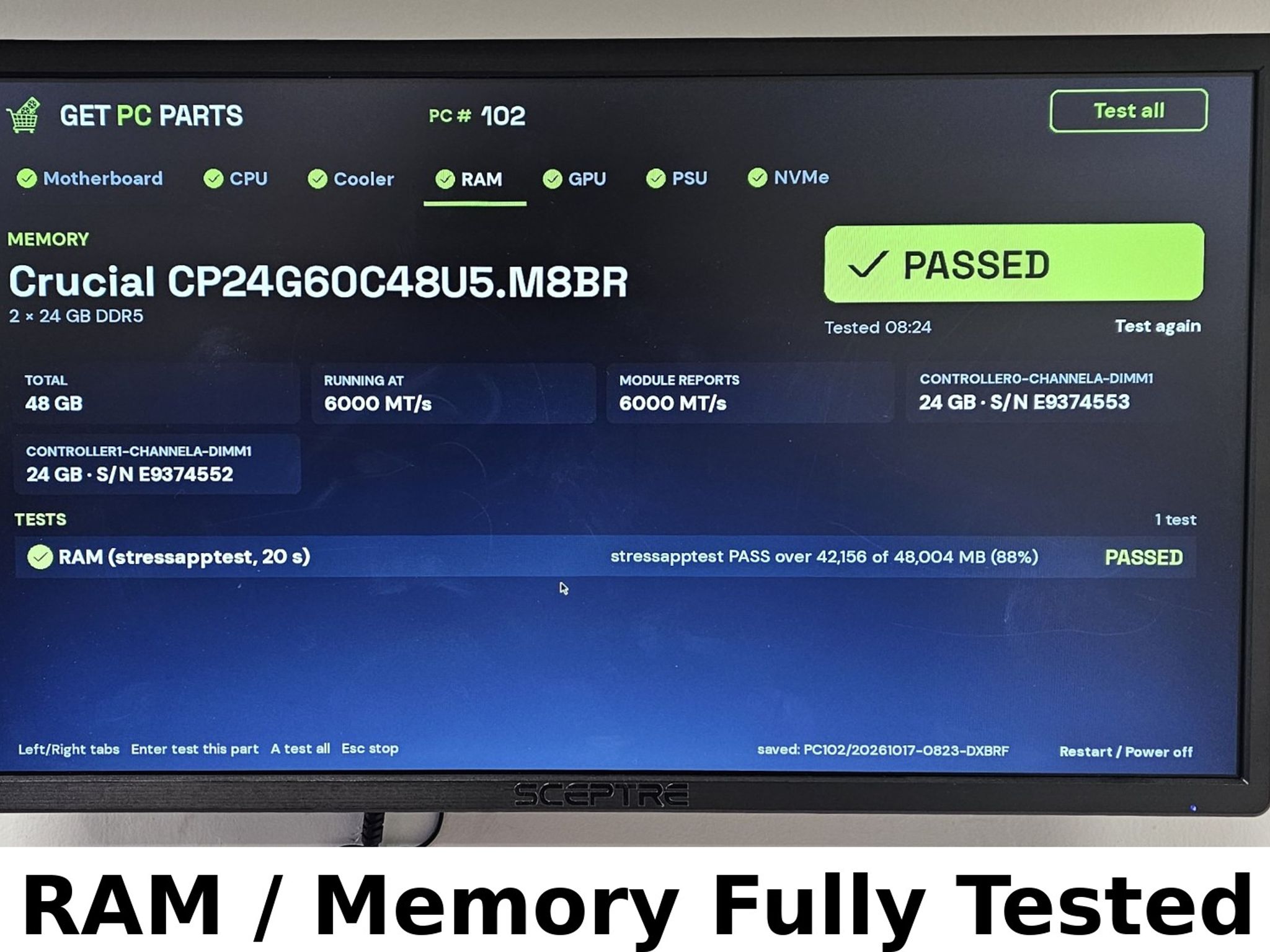 48GB DDR5 (2x24GB) CL48 6000MT/s Crucial DDR5 Pro
