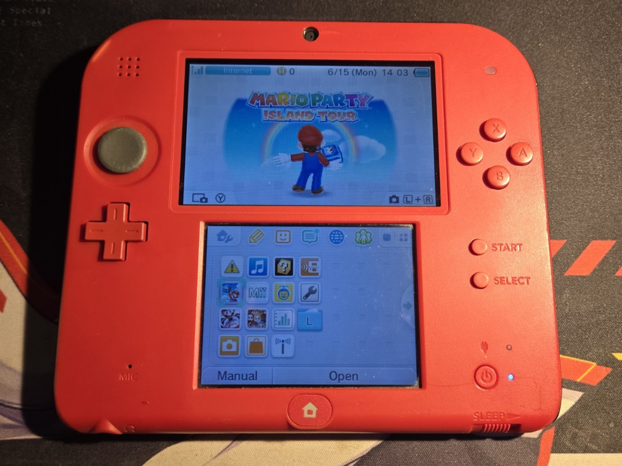 CUSTOM REFURBISHED Nintendo 2DS Red/Black Handheld Console, Mario Kart 7 Edition