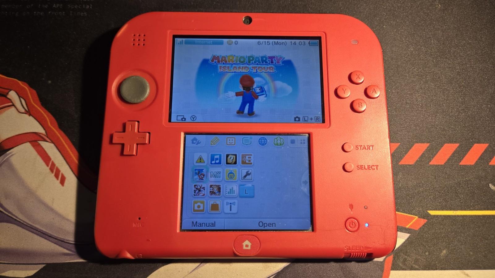 CUSTOM REFURBISHED Nintendo 2DS Red/Black Handheld Console, Mario Kart 7 Edition