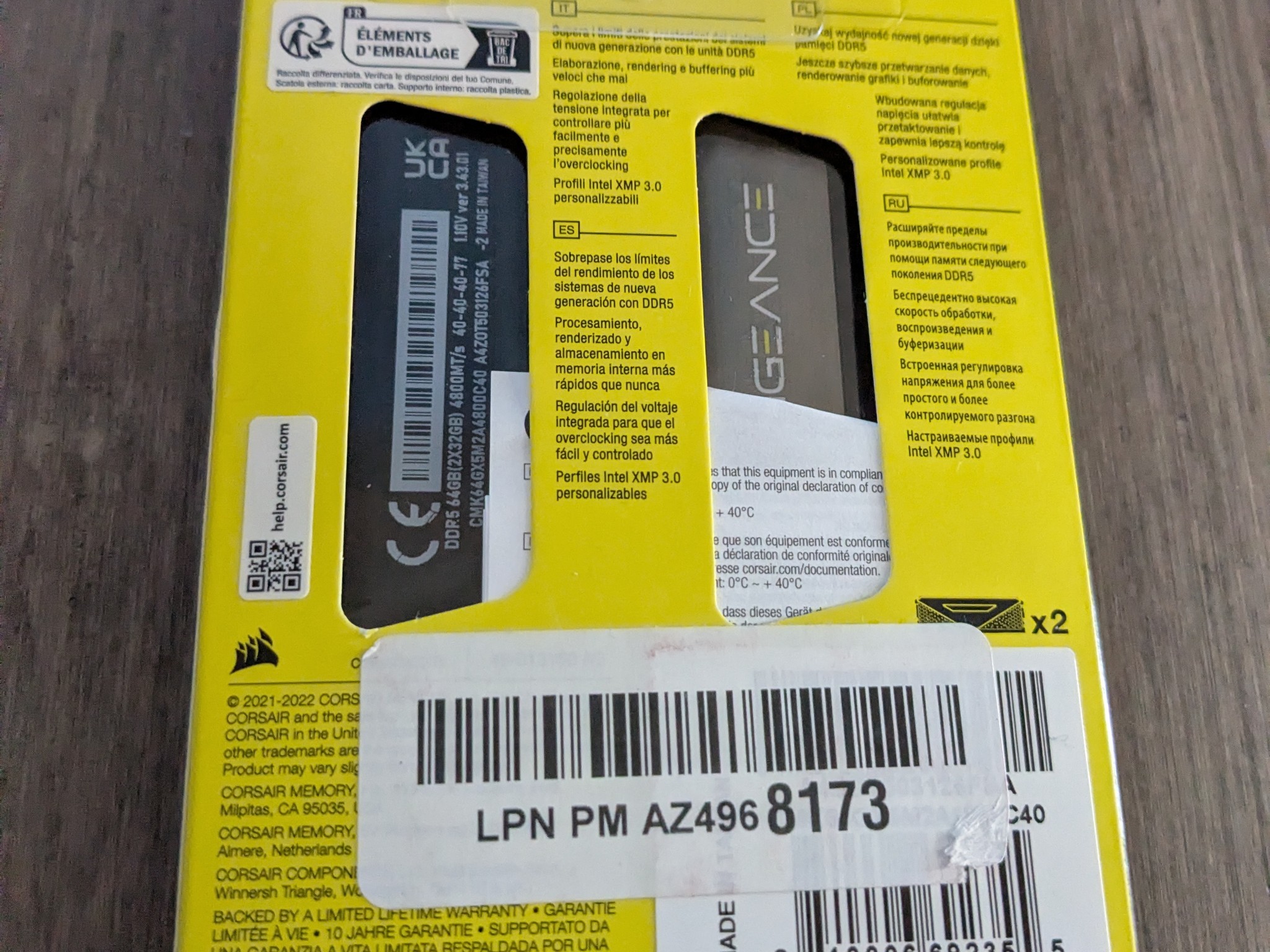 Corsair Vengeance 64GB DDR5-4800 (2x32GB)