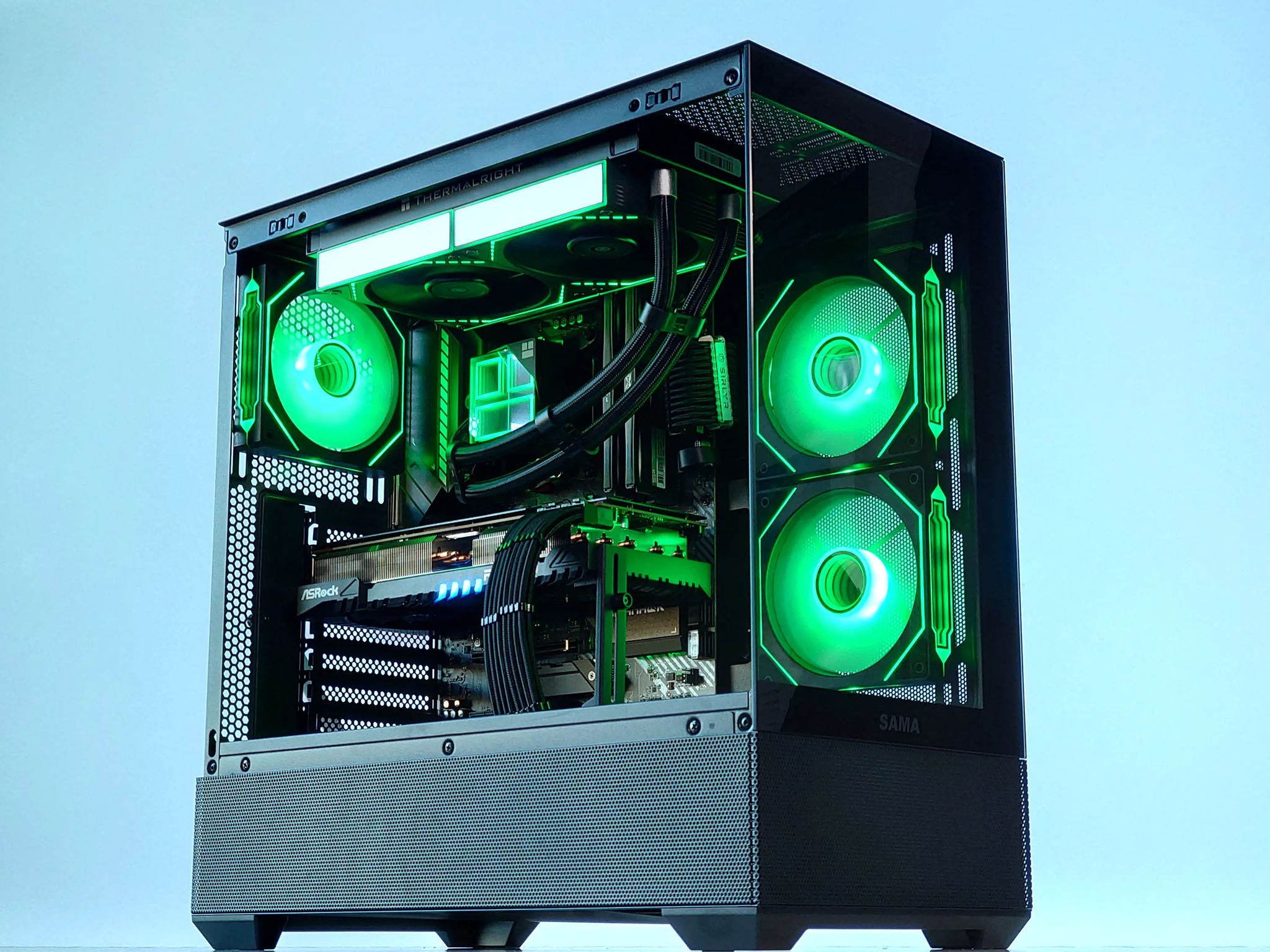 💧🧬Liquid Cooled Gaming PC🚀 AMD RX 7800 XT 16GB🚀AMD Ryzen 7 5700X3D 3D V-Cache🚀 32GB DDR4🚀1TB SSD
