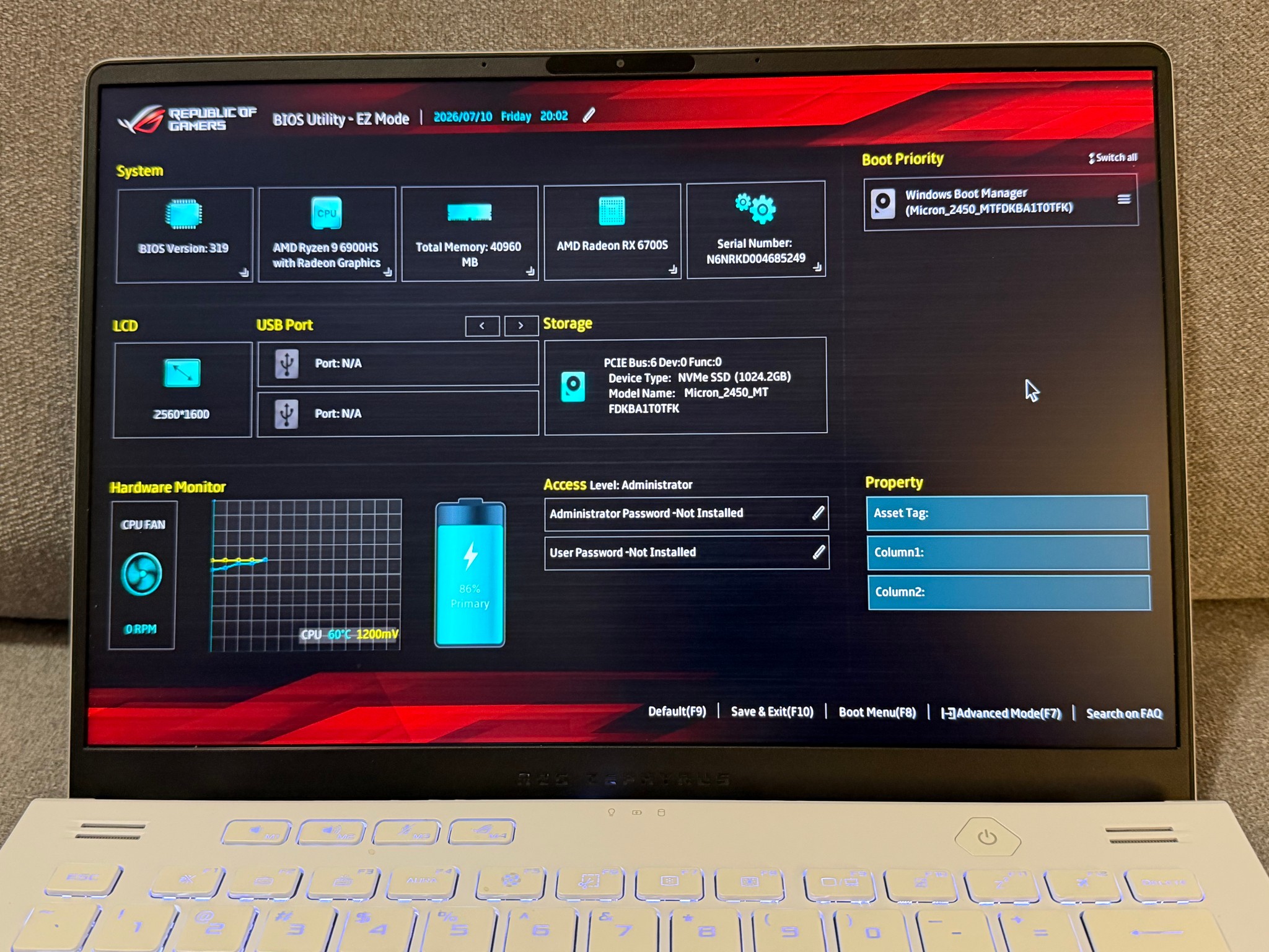 2022 ASUS ROG Zephyrus G14 - Ryzen 9 6900HS/Radeon RX 6700S/40 GB RAM - UPGRADED RAM
