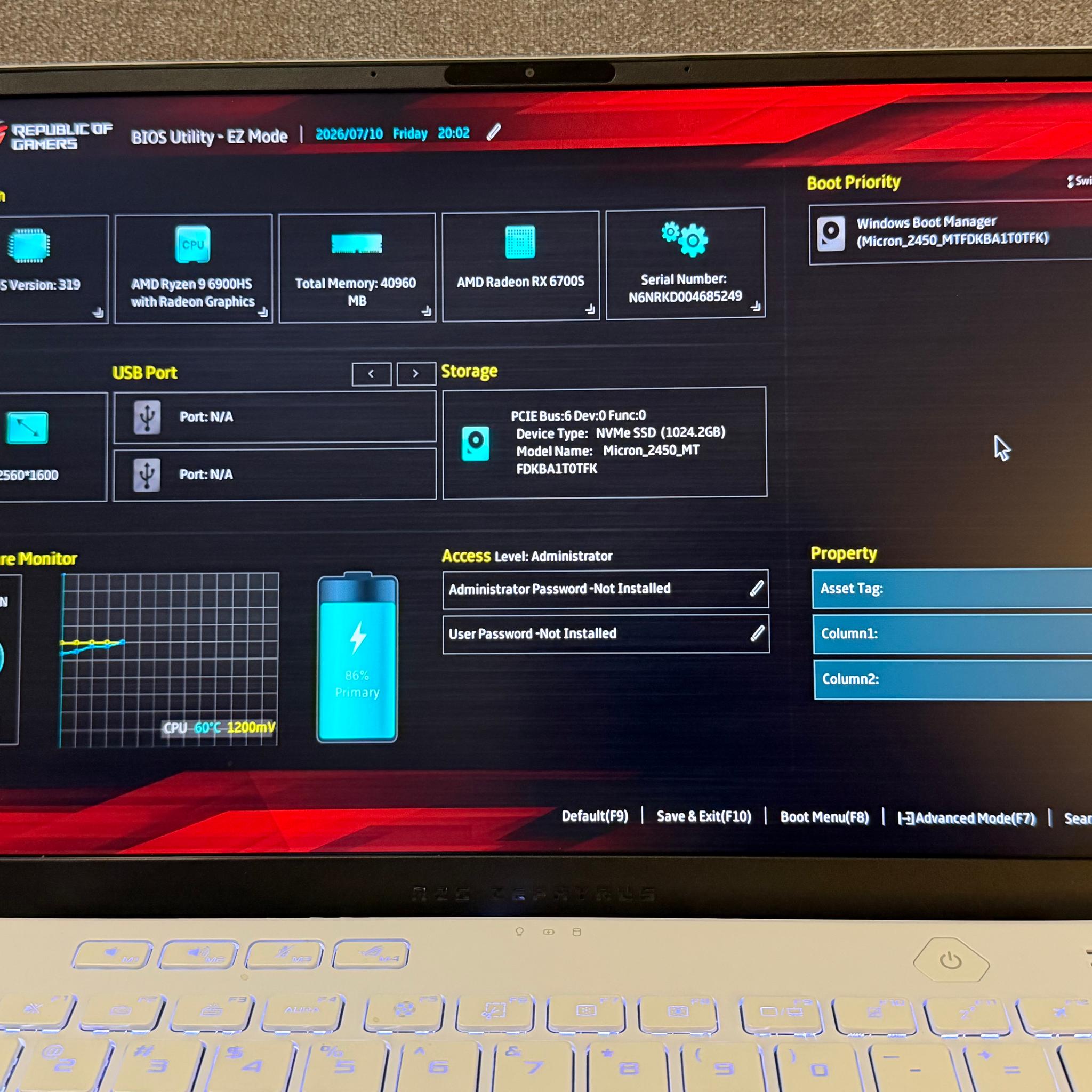 2022 ASUS ROG Zephyrus G14 - Ryzen 9 6900HS/Radeon RX 6700S/40 GB RAM - UPGRADED RAM