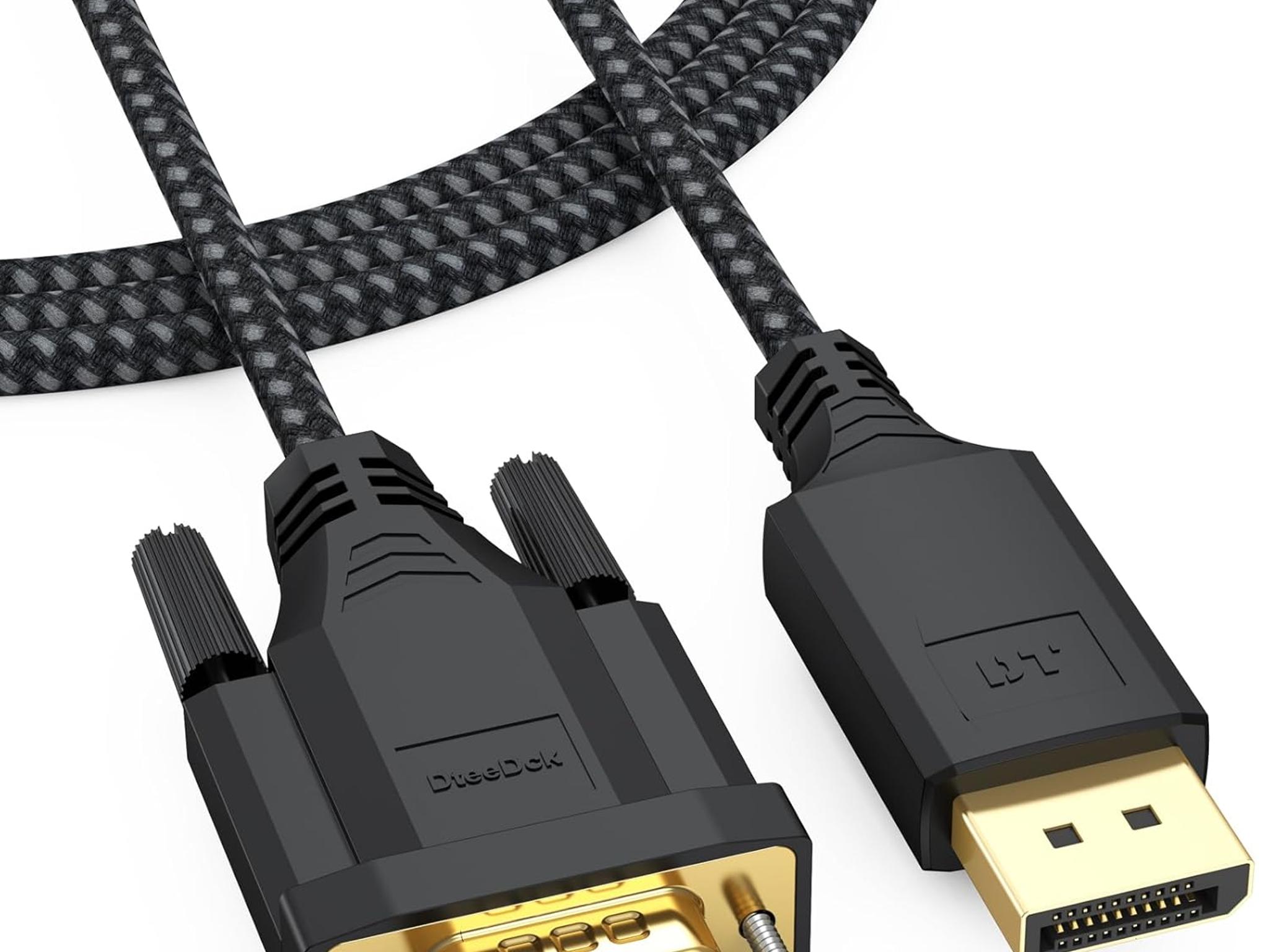 DisplayPort to VGA Cable 6ft Display Port DP to VGA 1080P@60Hz Adapter Converter Male 2 male Braided