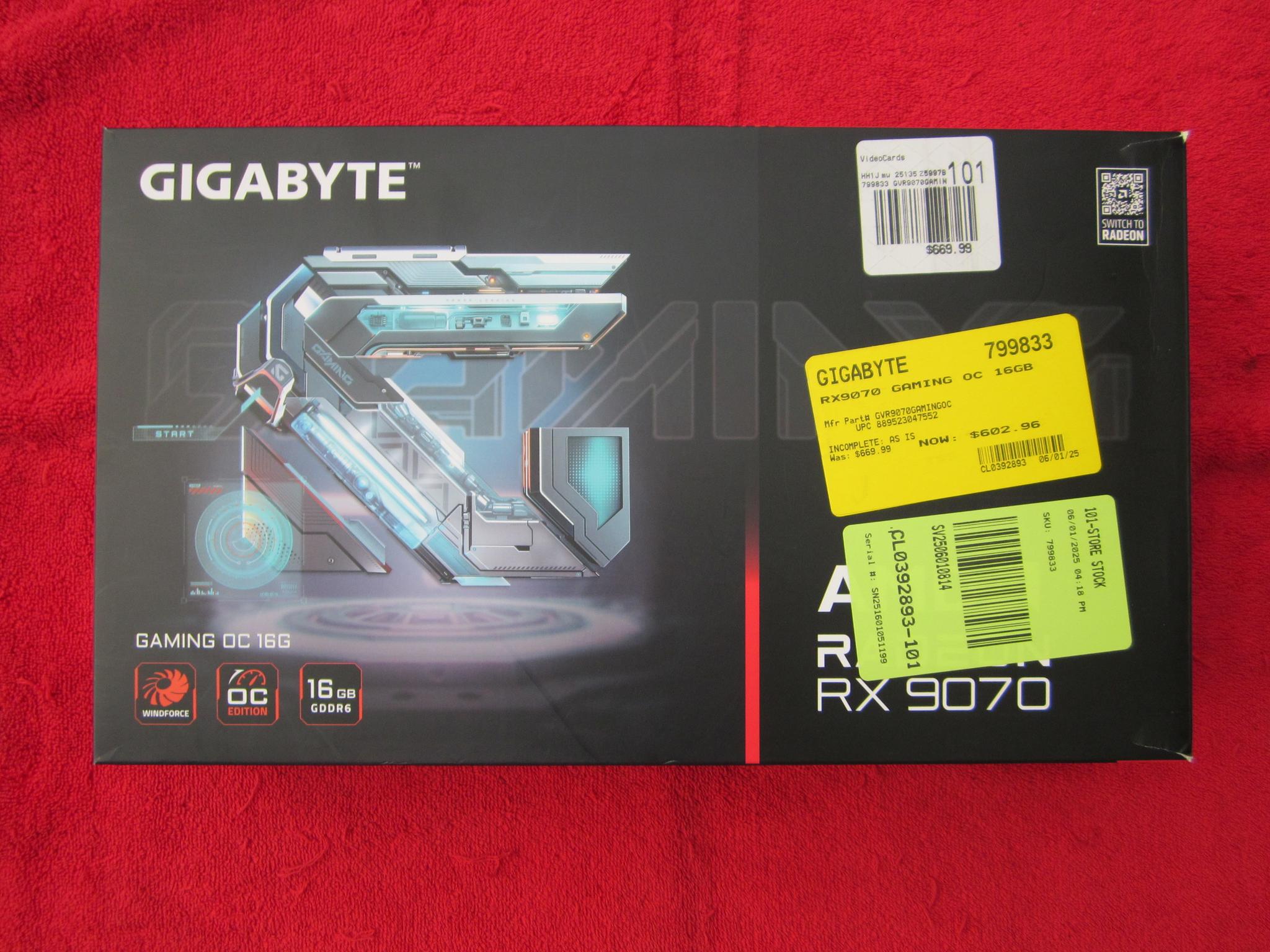Gigabyte Radeon RX 9070 Gaming Overclocked 16Gb