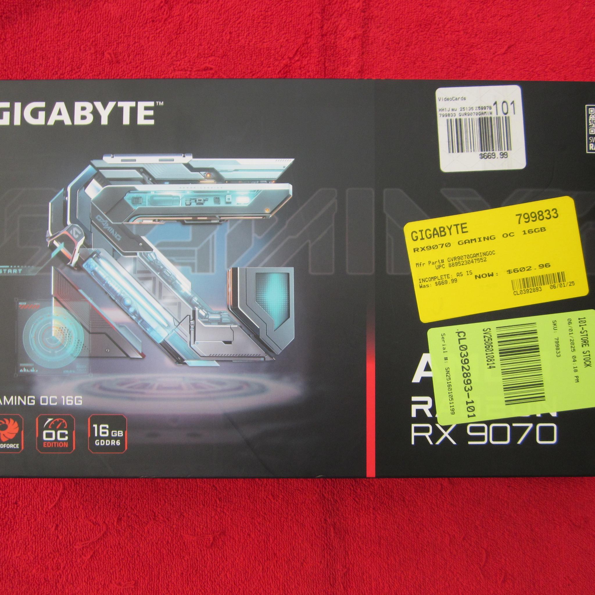 Gigabyte Radeon RX 9070 Gaming Overclocked 16Gb