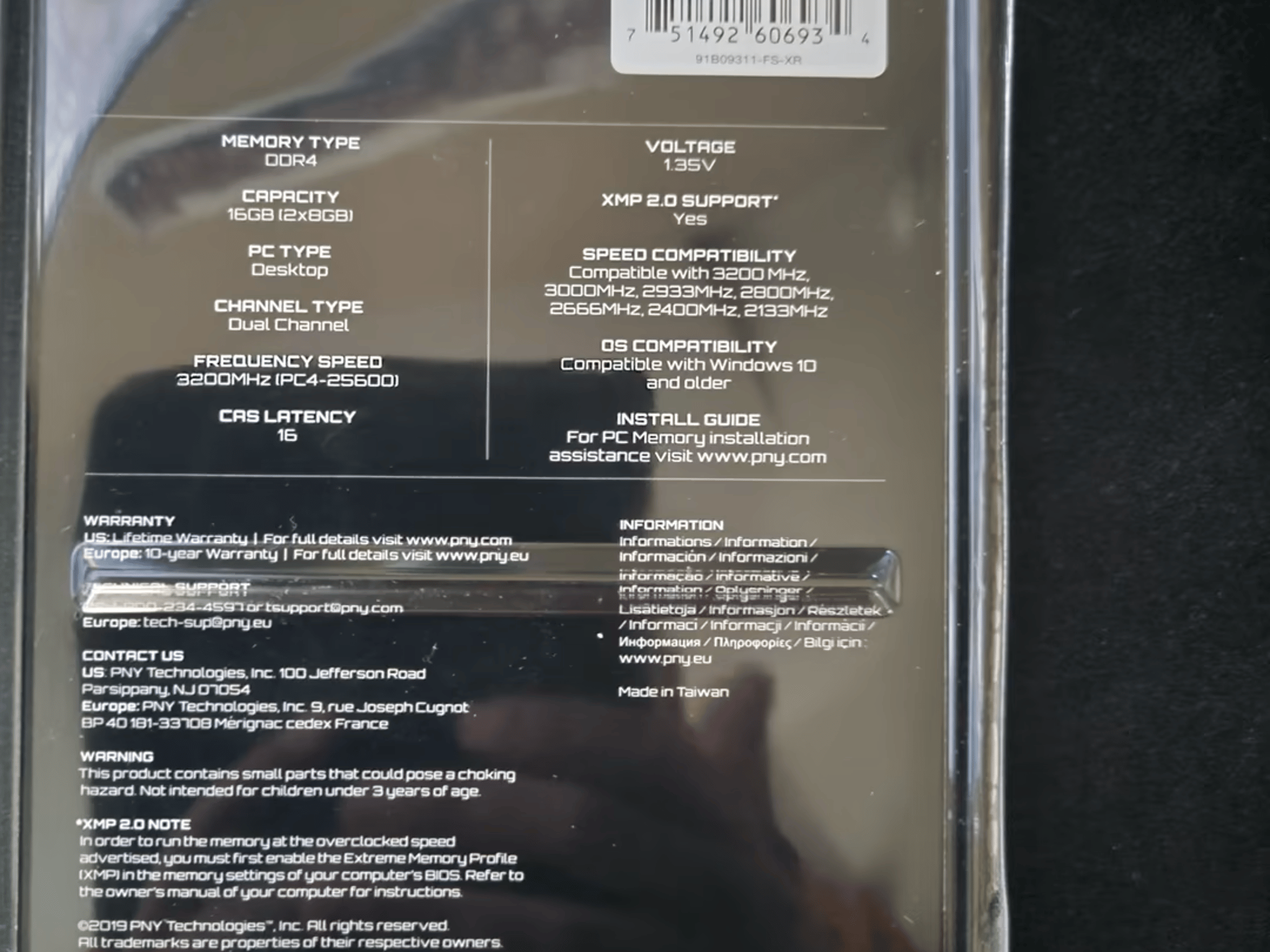 PNY 3200MHz XLR8 16GB DDR4 RAM