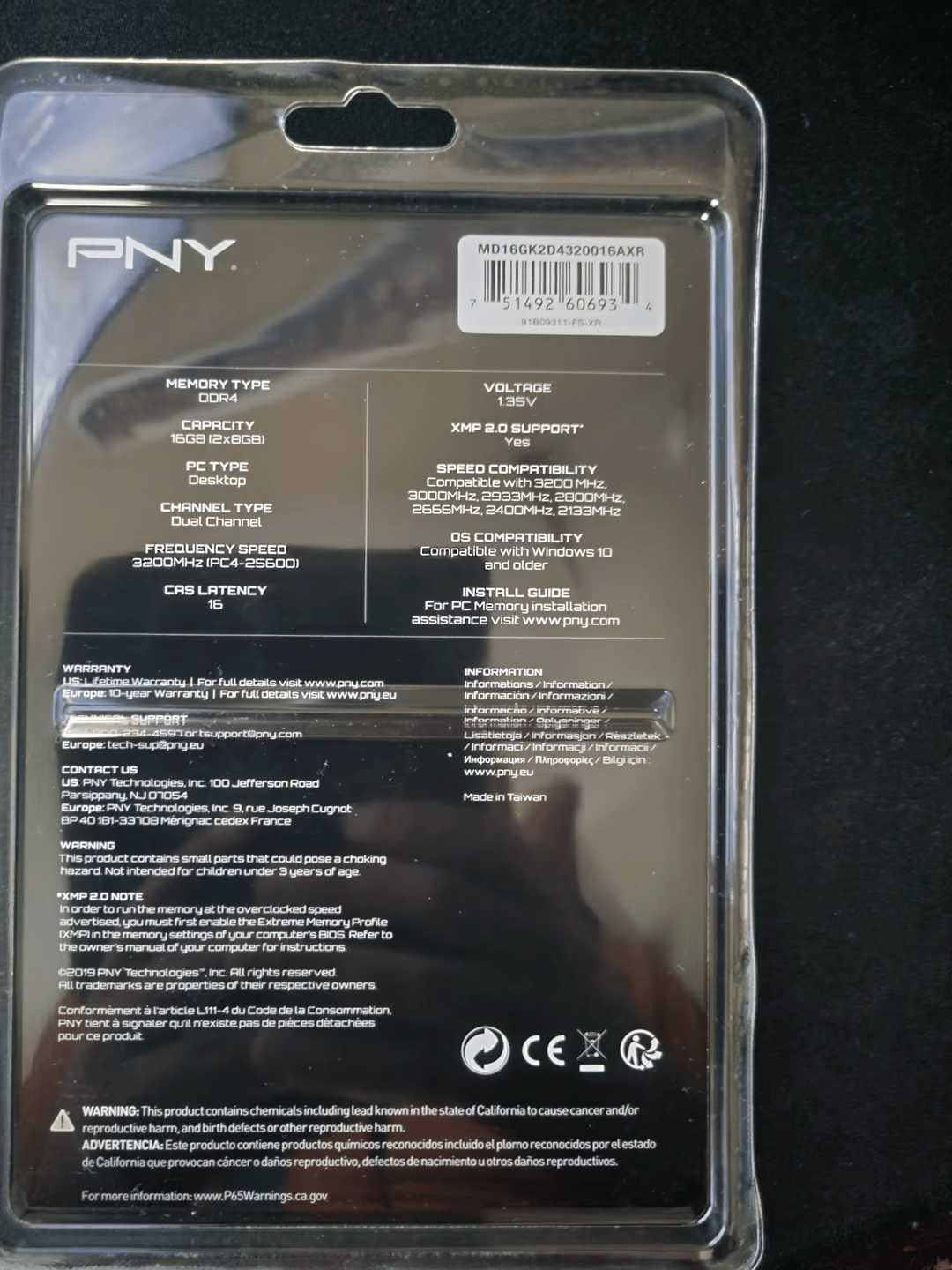 PNY 3200MHz XLR8 16GB DDR4 RAM
