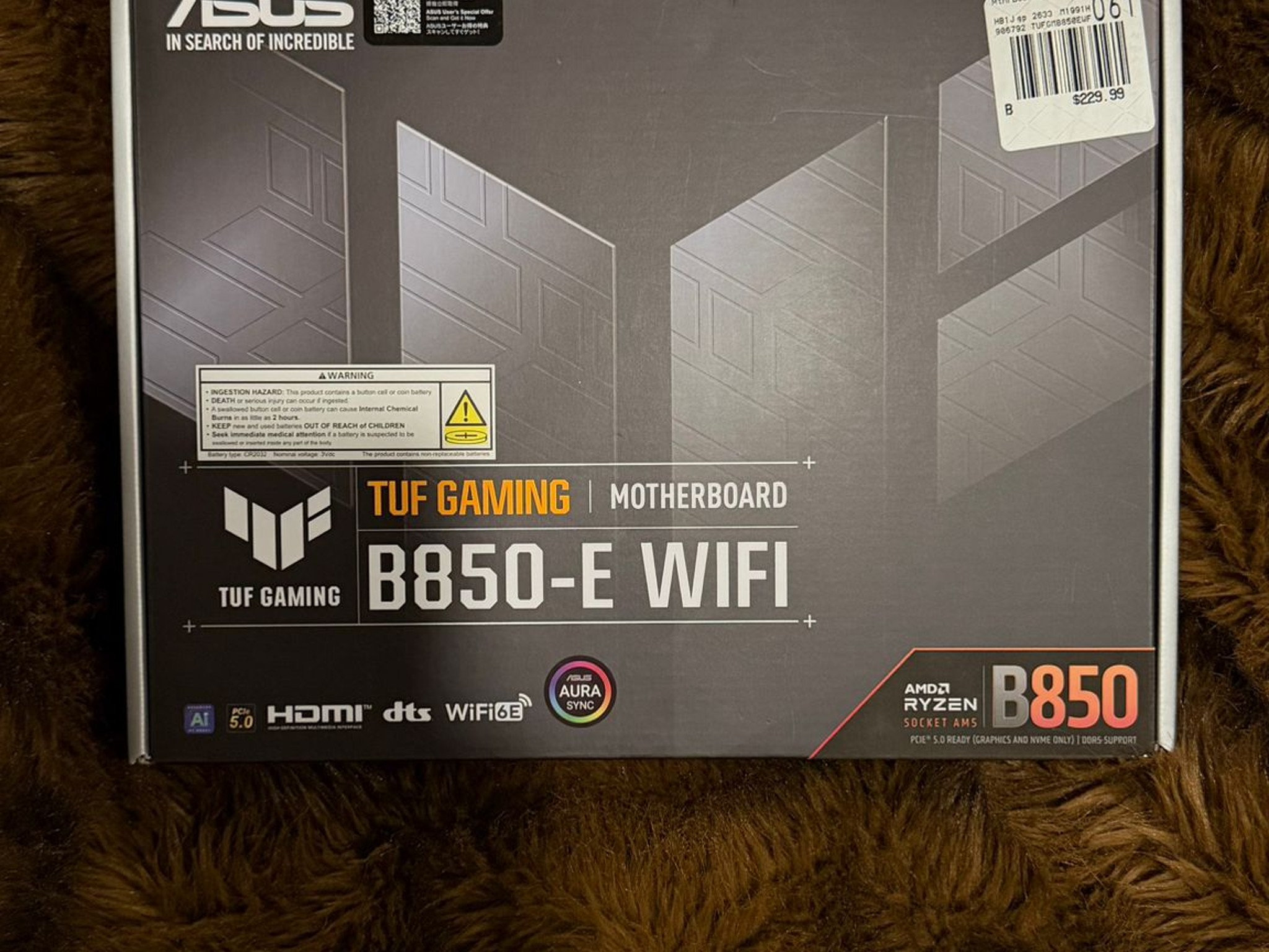 ASUS TUF GAMING B850-E WIFI6E AMD AM5 ATX Motherboard Unopened Box New