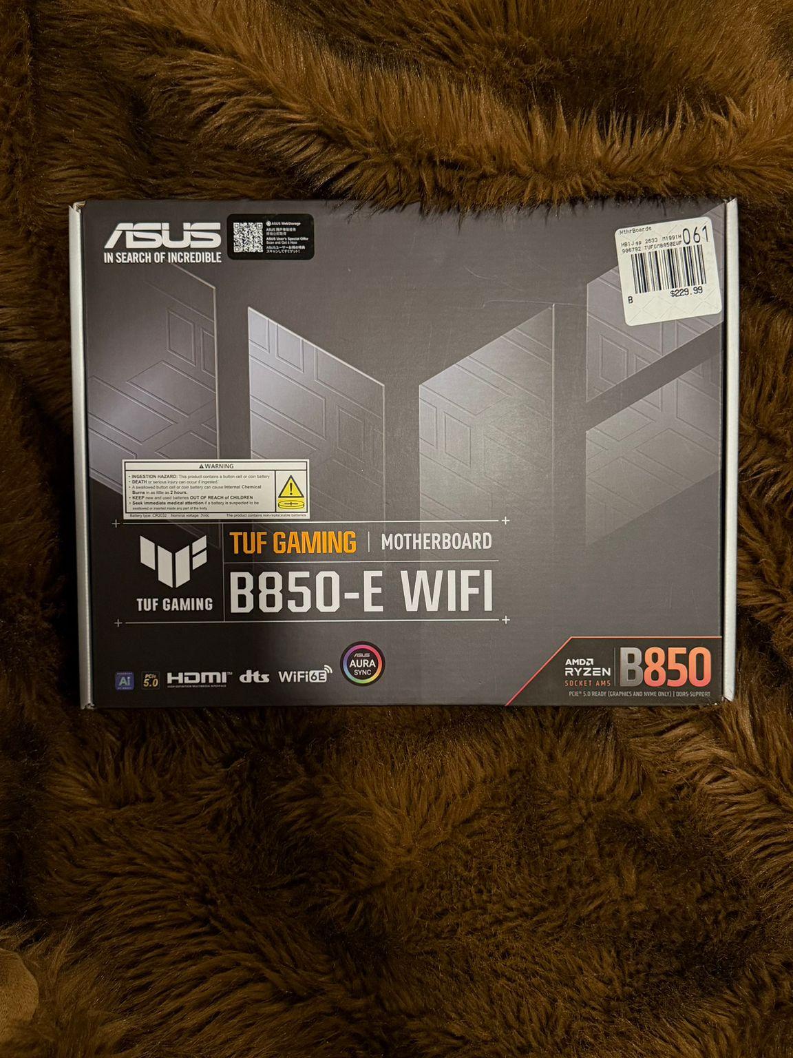 ASUS TUF GAMING B850-E WIFI6E AMD AM5 ATX Motherboard Unopened Box New