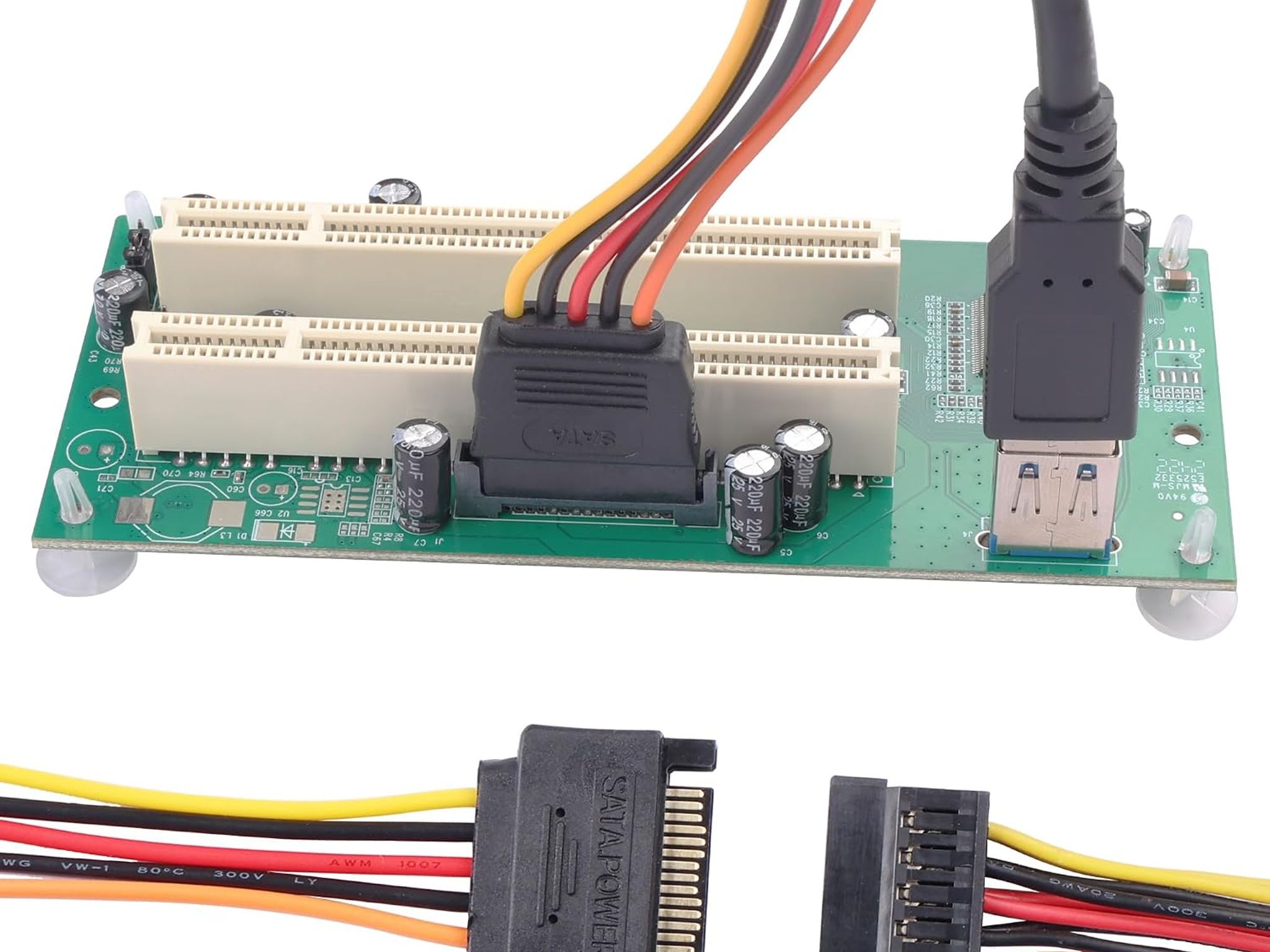 PCIe 1X to Dual Pci Slot Expansion Card PCI-Express 1X Male to PCI Female Adapter for Sound Cards xp