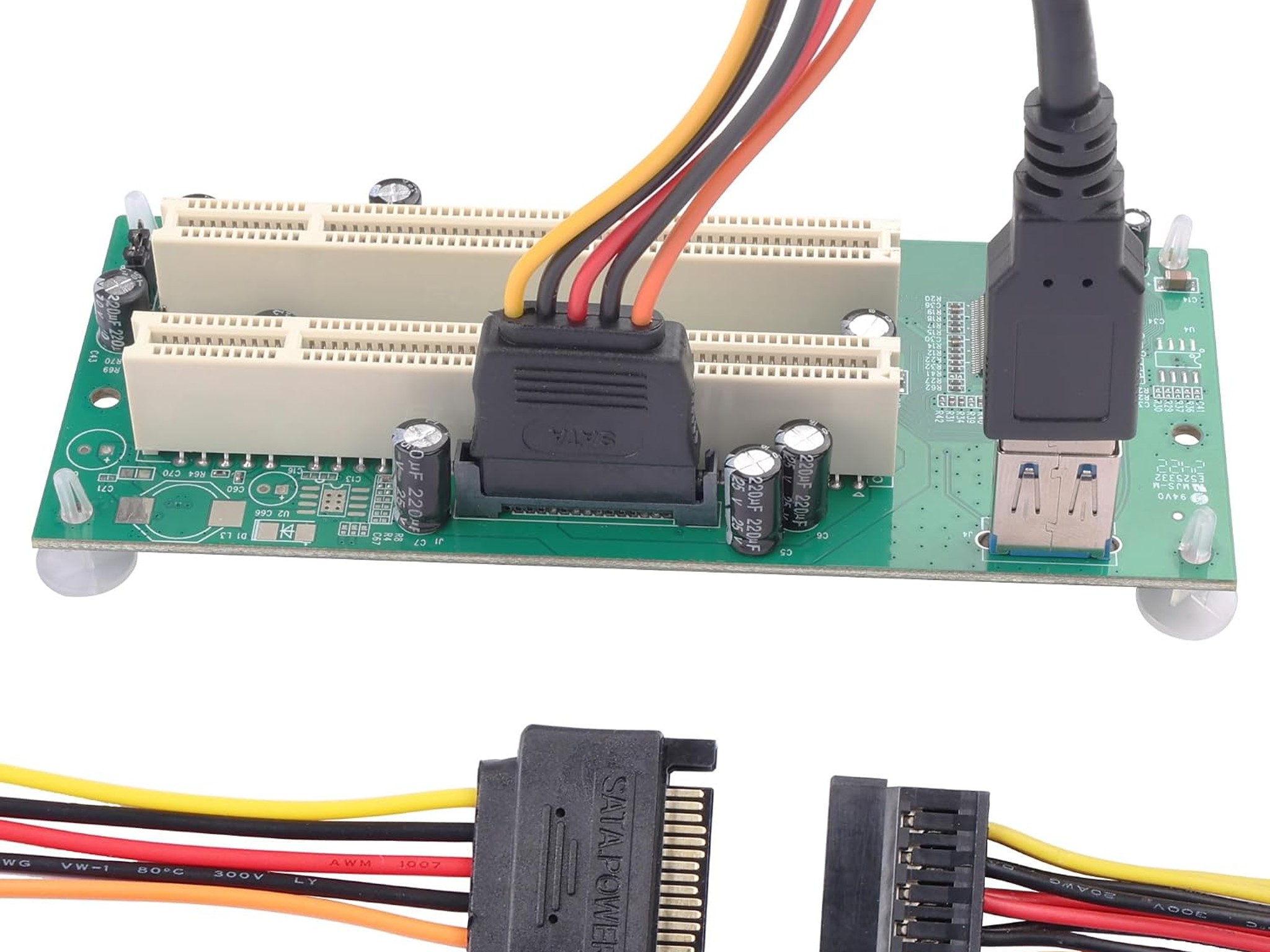PCIe 1X to Dual Pci Slot Expansion Card PCI-Express 1X Male to PCI Female Adapter for Sound Cards xp