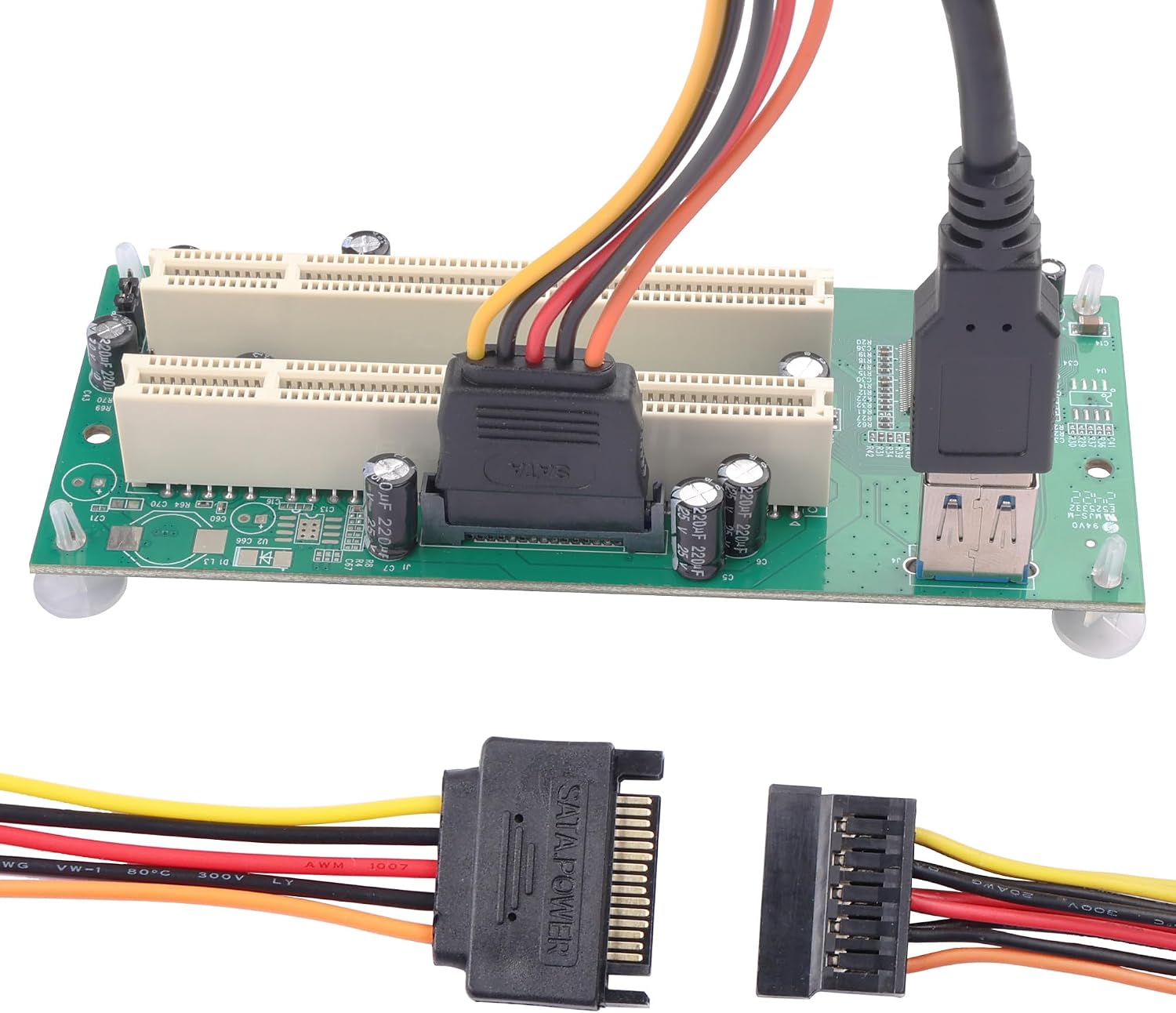 PCIe 1X to Dual Pci Slot Expansion Card PCI-Express 1X Male to PCI Female Adapter for Sound Cards xp