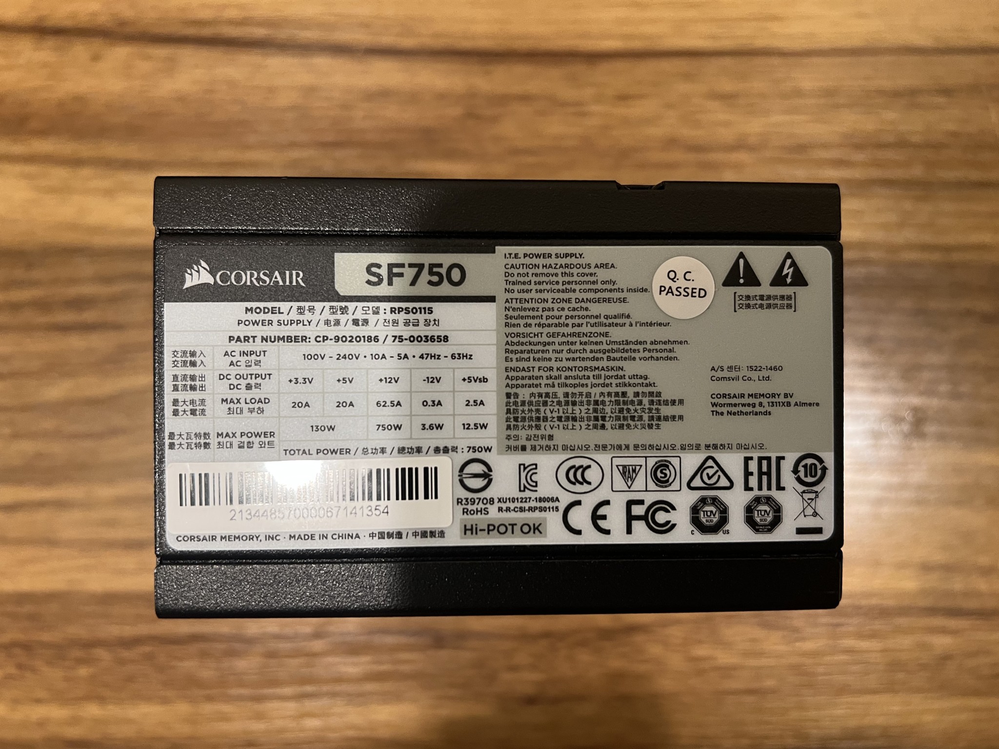 Corsair SF750 | 750 Watt SFX 80+ Platinum Certified Fully Modular Power Supply NEW IN BOX