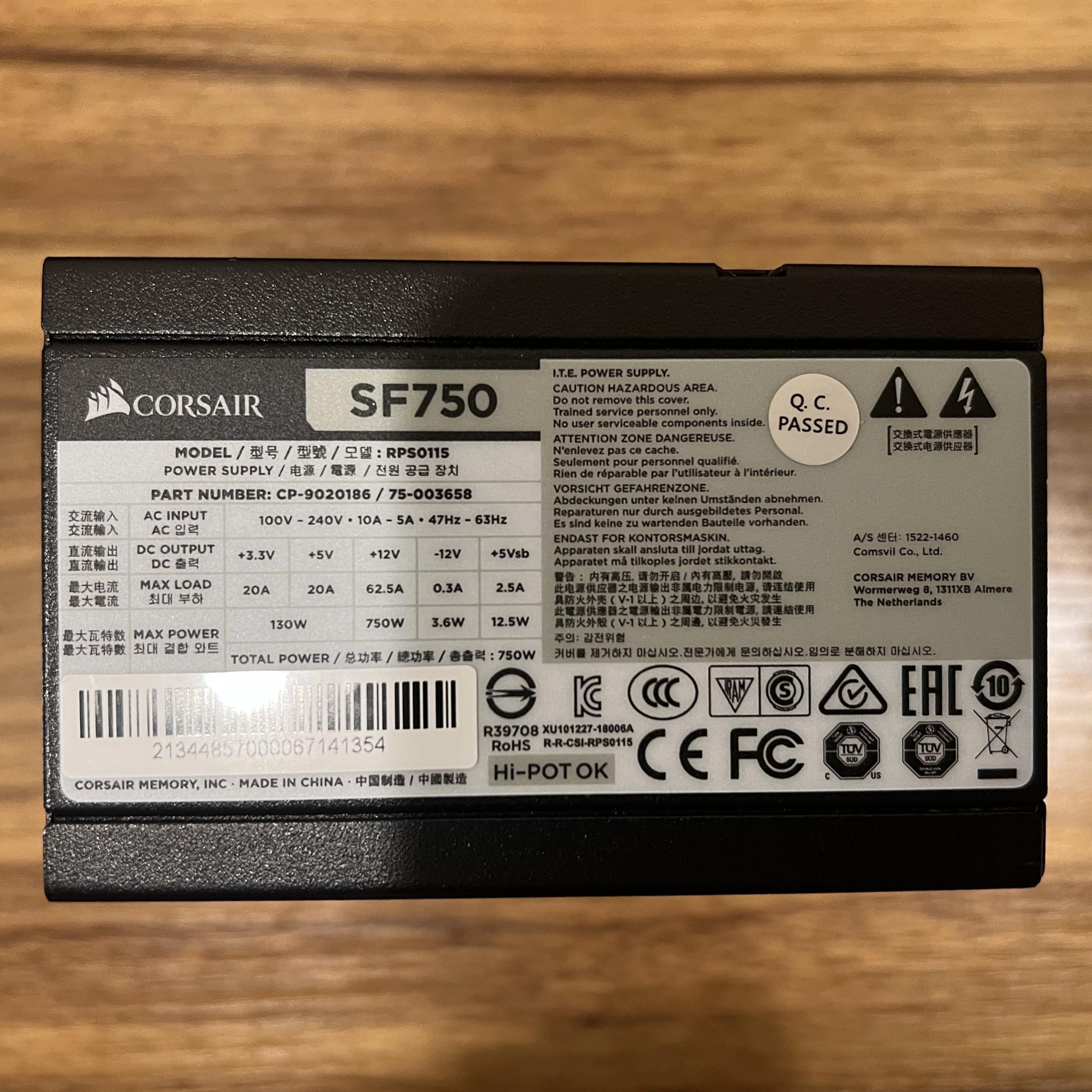 Corsair SF750 | 750 Watt SFX 80+ Platinum Certified Fully Modular Power Supply NEW IN BOX