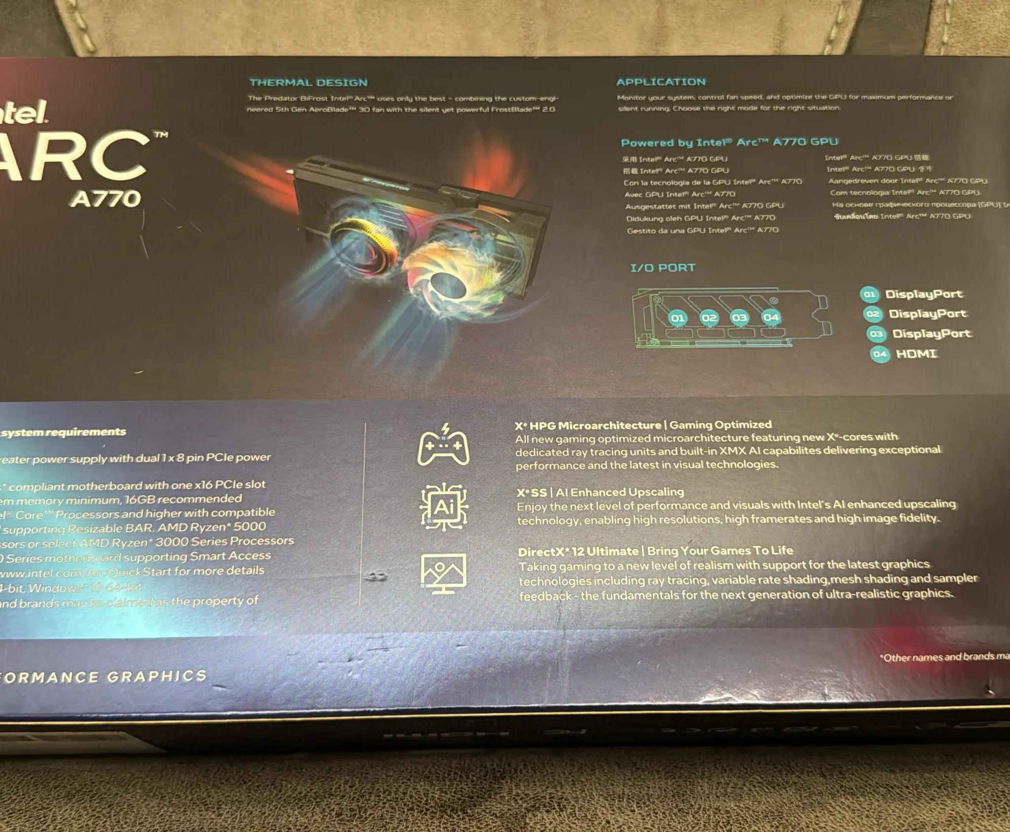 Intel ARC A770 16GB Acer Predator Bifrost