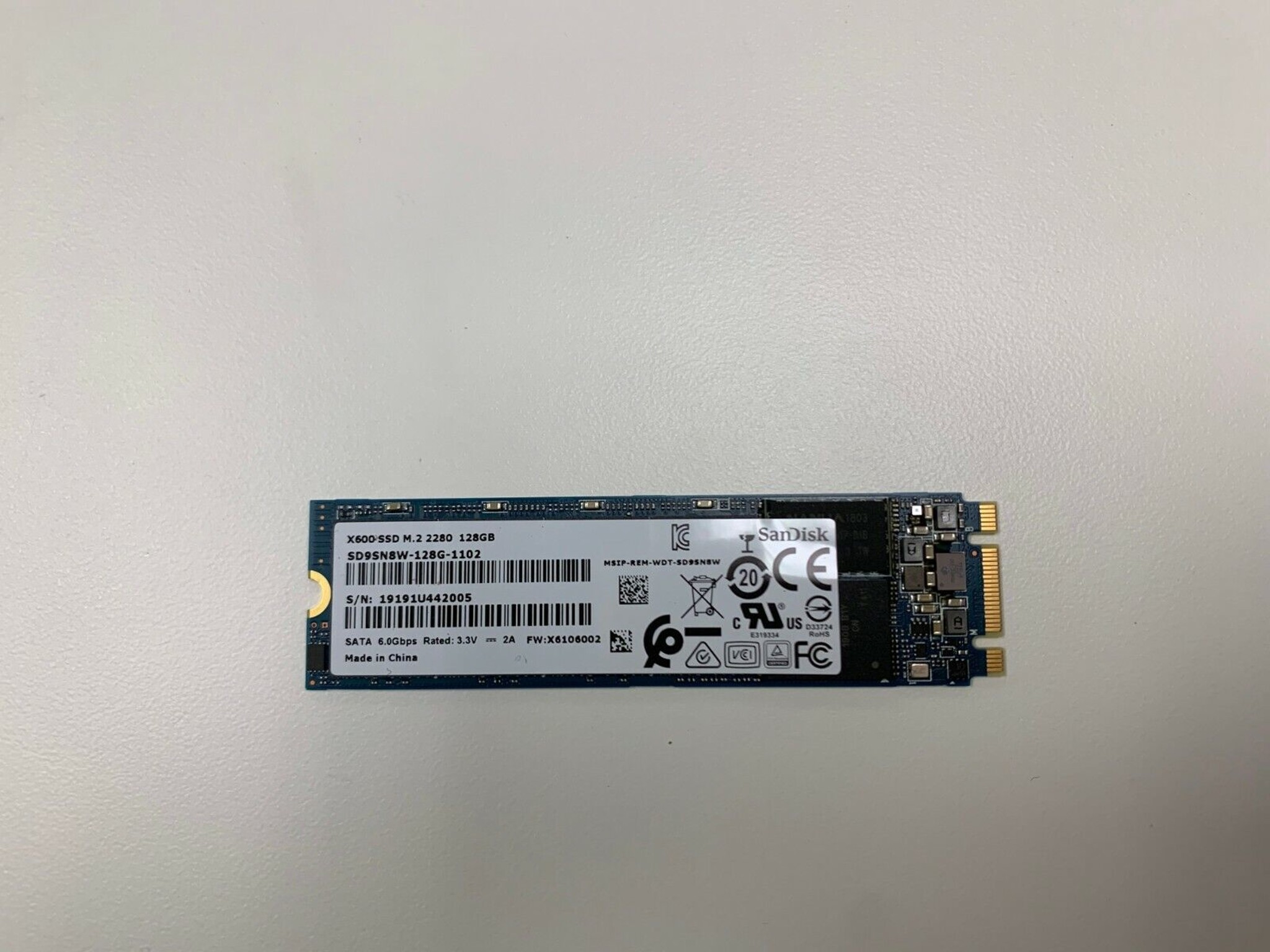 Pre-Owned Sandisk X600 SATA M.2 2280 128GB Solid State Drive - 99% Health