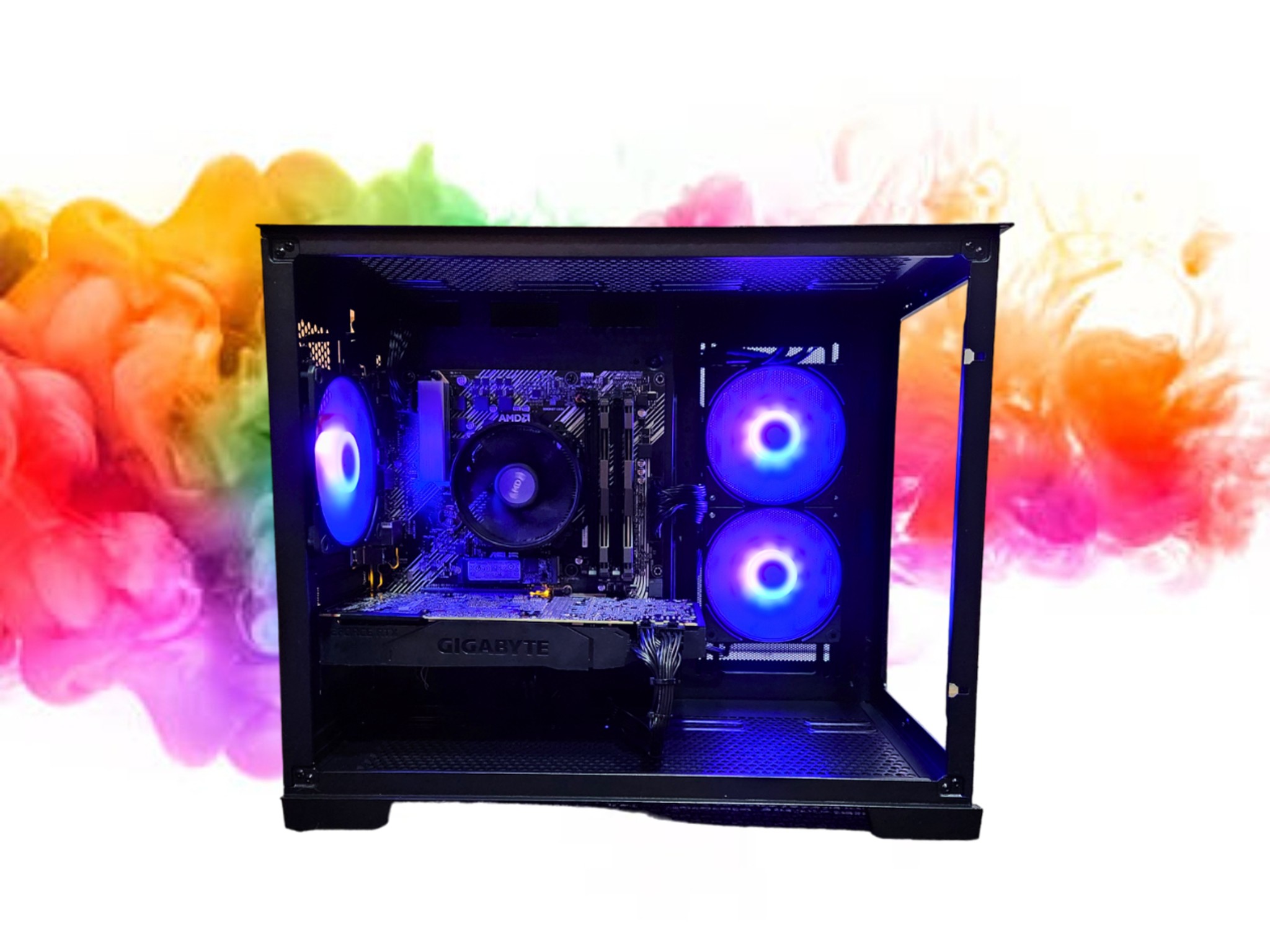 SALE: RTX 2080 + Ryzen 5 5500 + 16GBs DDR4 RAM + 1TB SSD + 3 Fans ( Black RGB Gaming PC )