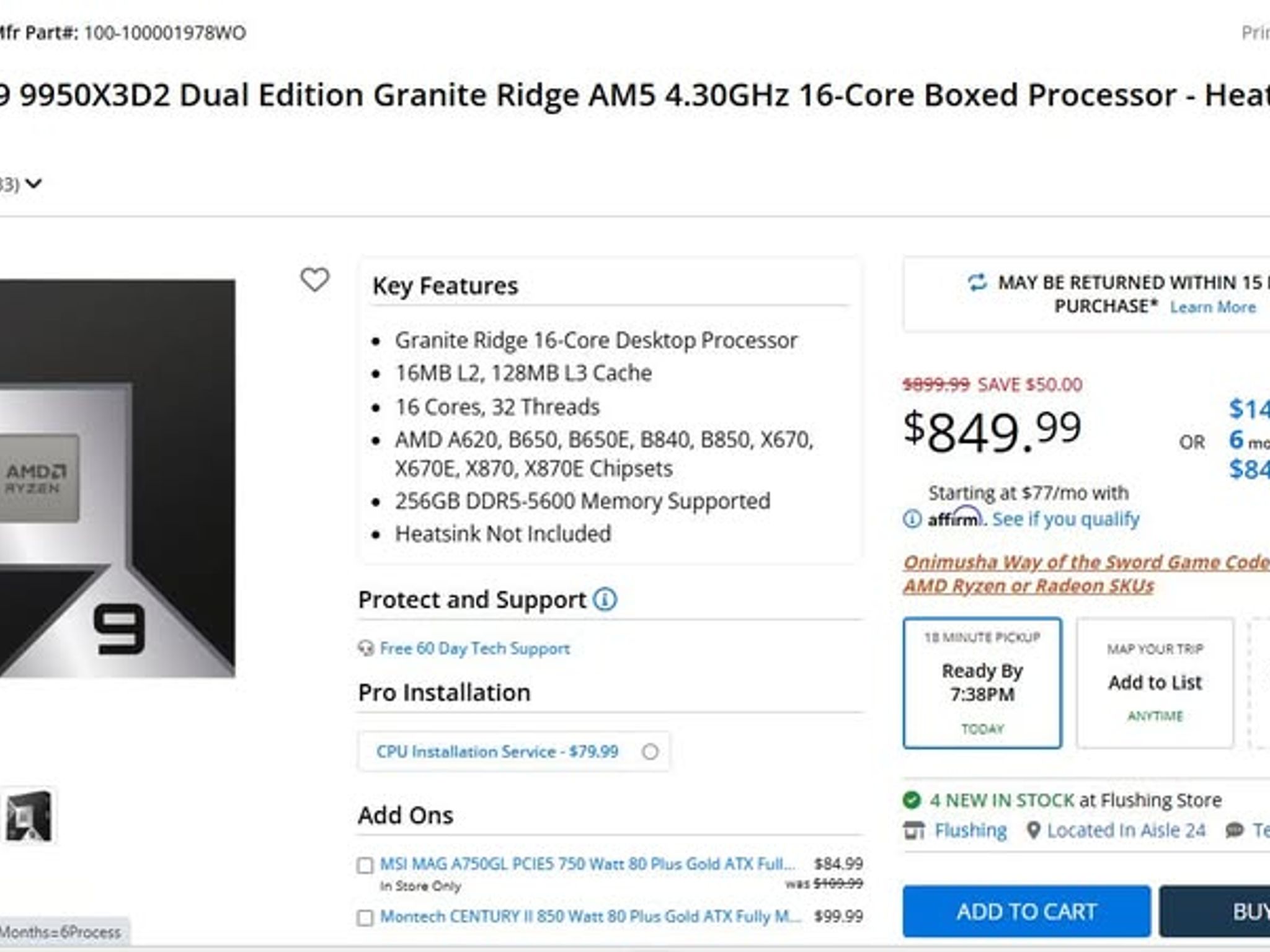 AMD Ryzen 9 9950X3D2 Dual Edition Granite Ridge AM5 4.30GHz 16-Core