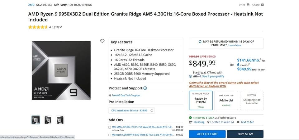 AMD Ryzen 9 9950X3D2 Dual Edition Granite Ridge AM5 4.30GHz 16-Core