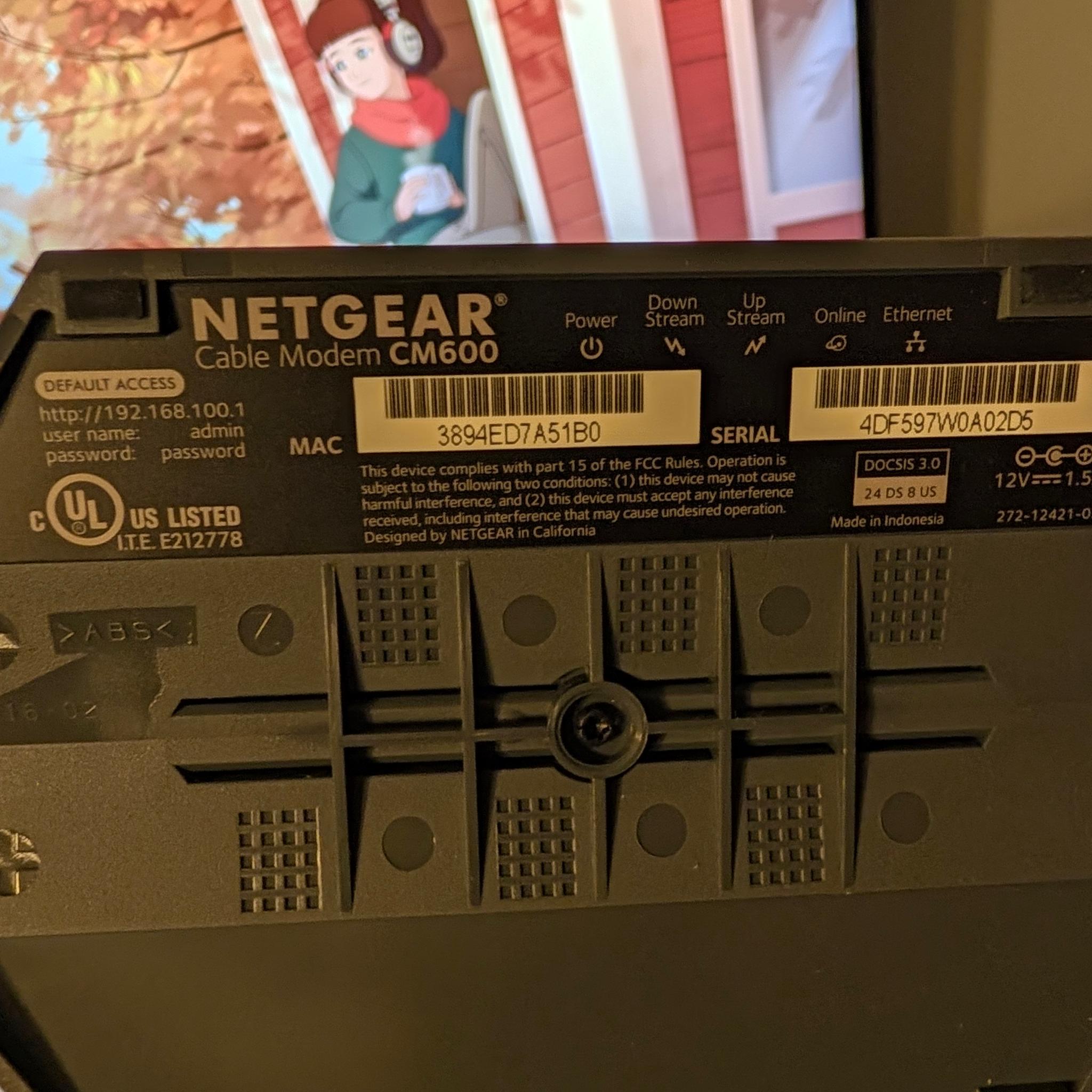 Netgear cm600 modem great condition