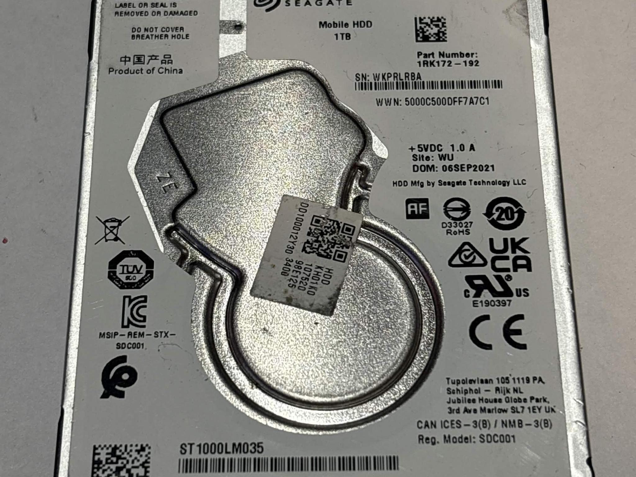 Seagate Mobile HDD 1TB SATA Hard Drive | Tested & Functional