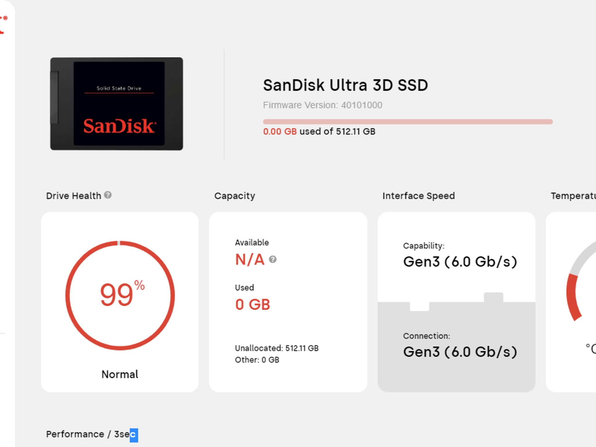 SanDisk Ultra 3D 512GB 2.5" SATA SSD SDSSDH3-512G Solid State Drive 99% HEALTH