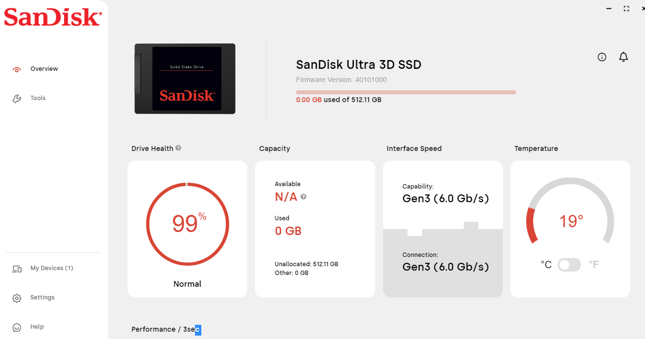 SanDisk Ultra 3D 512GB 2.5" SATA SSD SDSSDH3-512G Solid State Drive 99% HEALTH