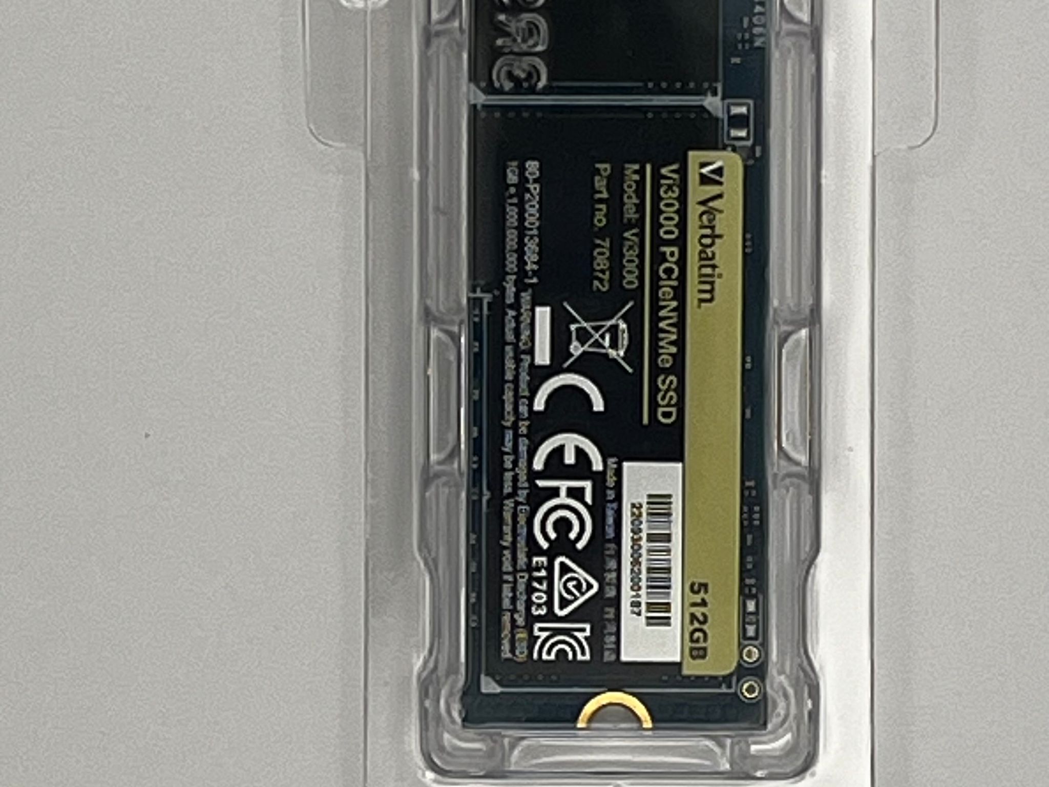 Verbatim Vi3000 512 GB M.2-2280 PCIe 3.0 X4 NVME Solid State Drive