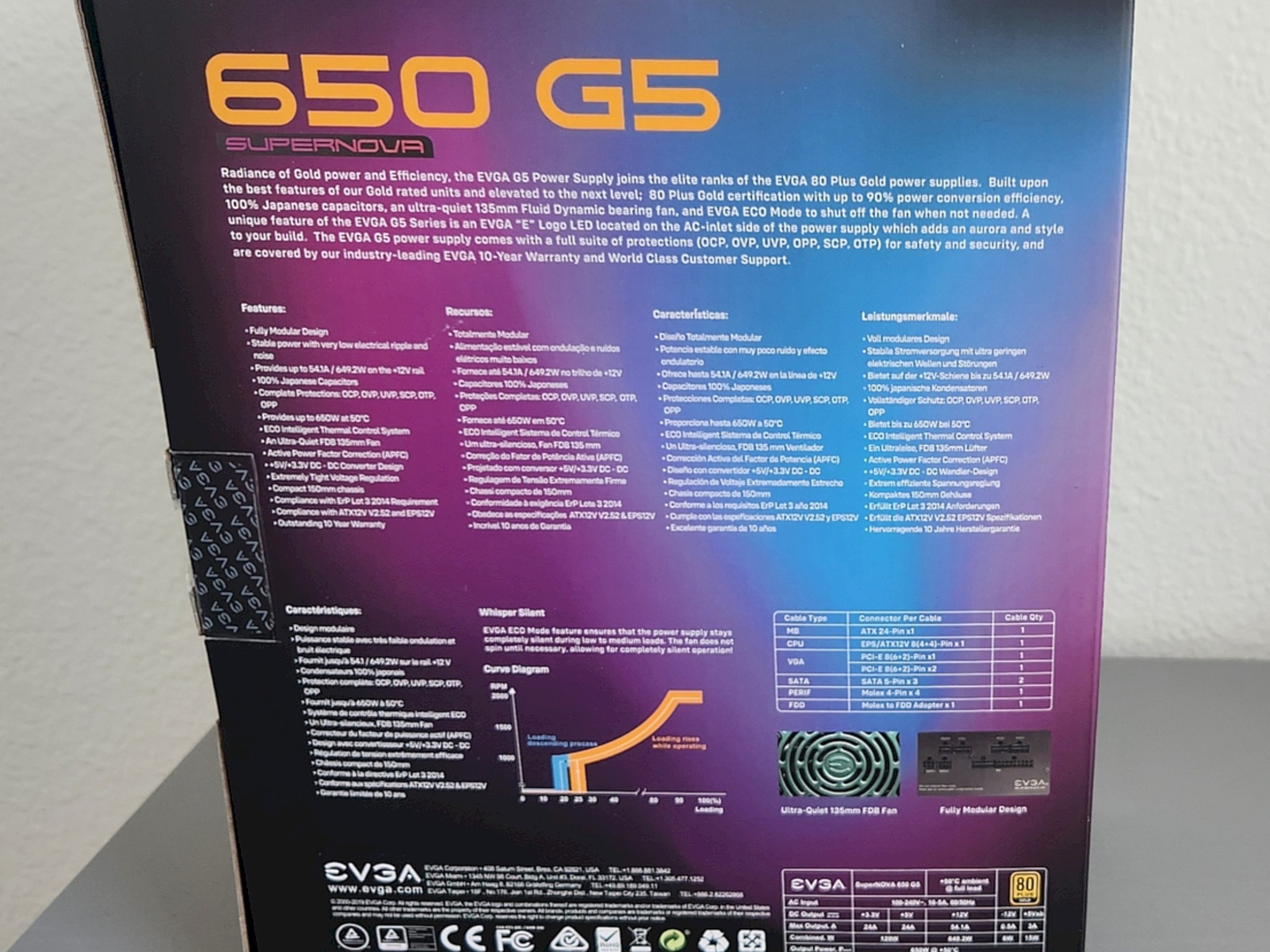 EVGA SuperNova 650 G5 80 Plus Gold 650W Fully modular PSU