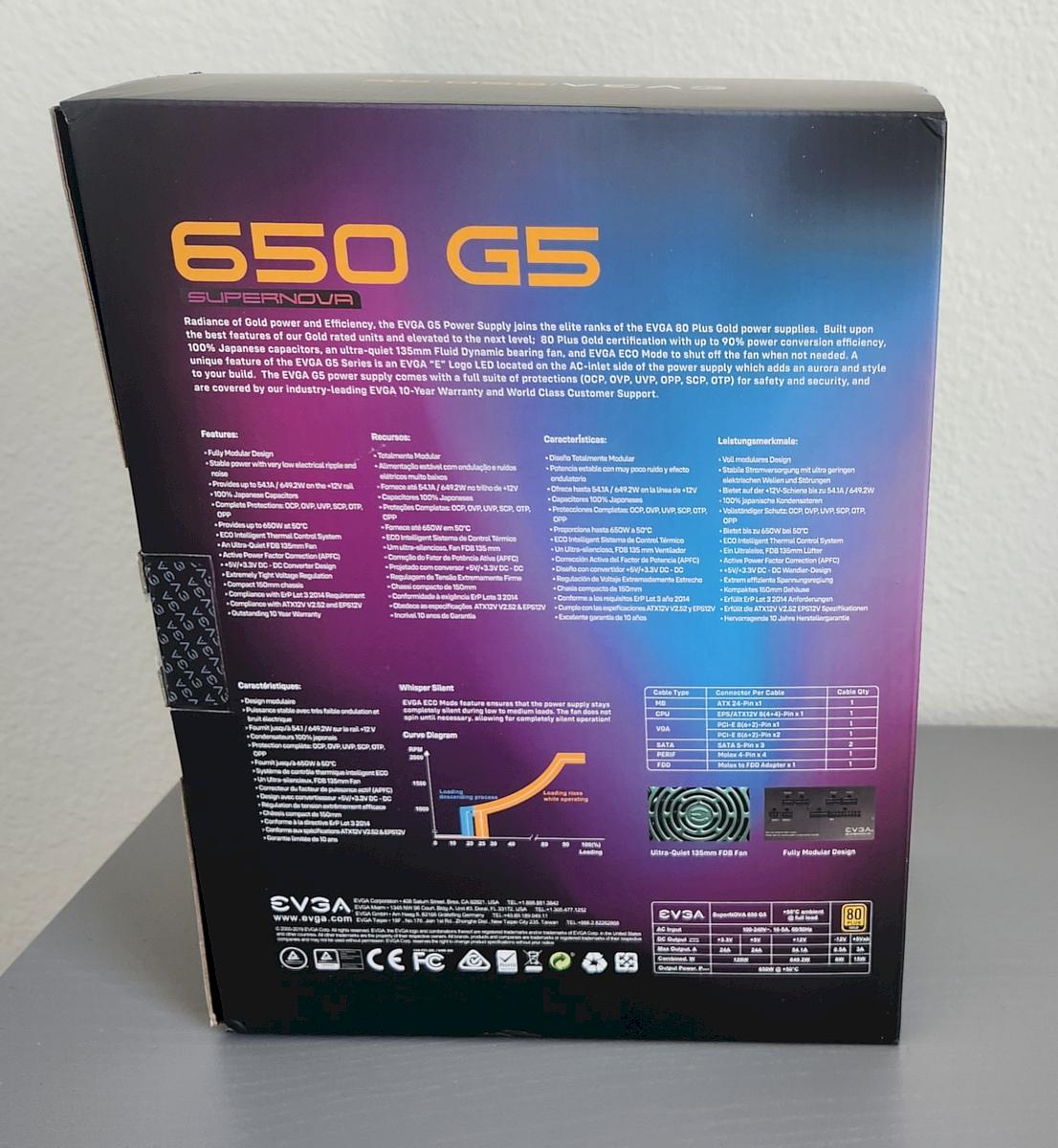 EVGA SuperNova 650 G5 80 Plus Gold 650W Fully modular PSU