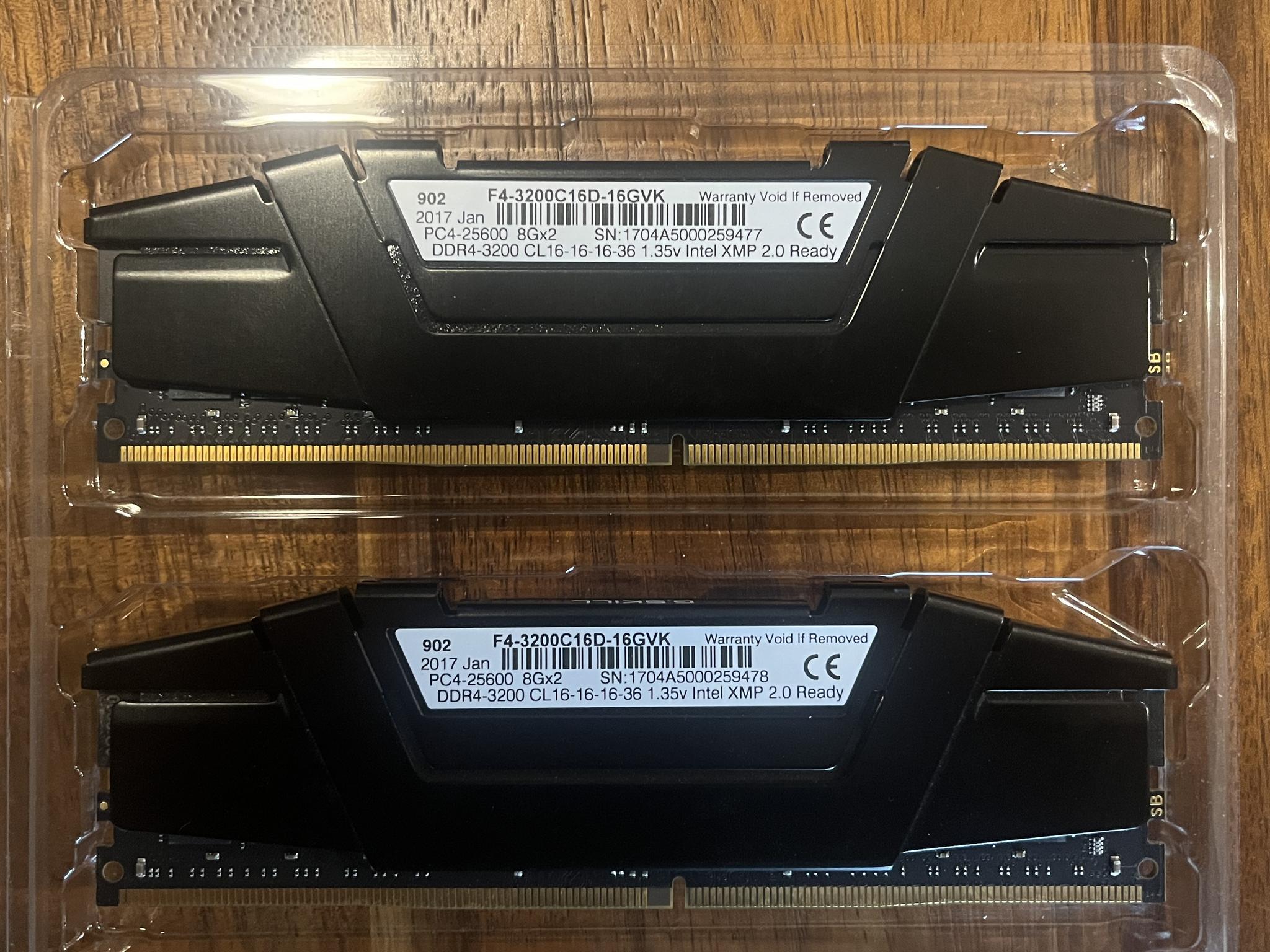 G.Skill RipJaws V 16GB (2x8GB) DDR4 3200MHz Memory RAM (F4-3200C16D-16GVKB)