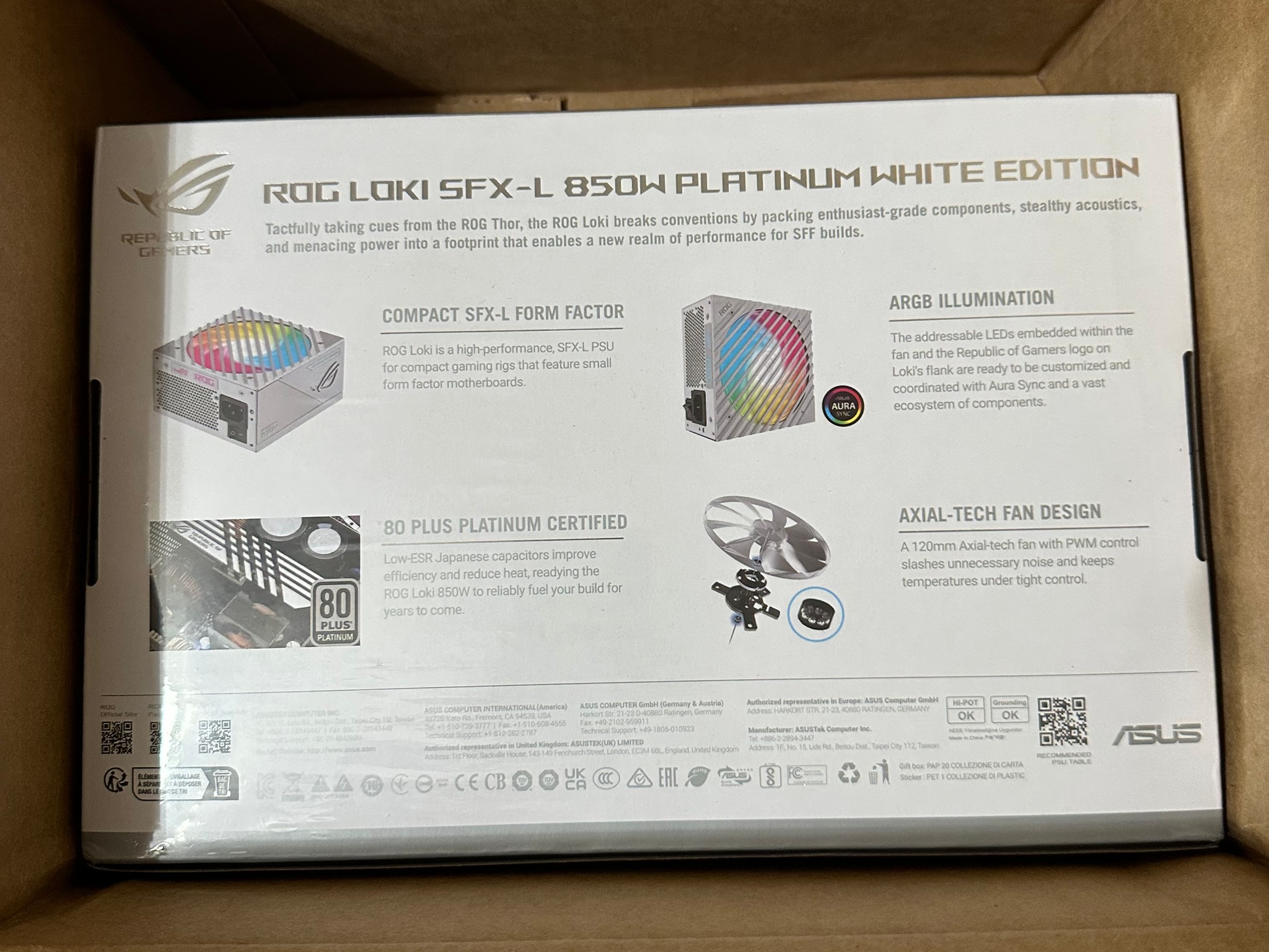 ASUS ROG LOKI 850W SFX-L PSU PLATINUM CERTIFIED