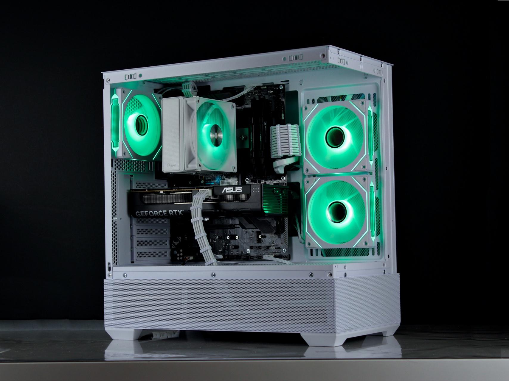 Powerful White Gaming PC – RTX 5060, Ryzen 5 5600X, 32GB, 1TB SSD - RGB, WiFi, BlueTooth