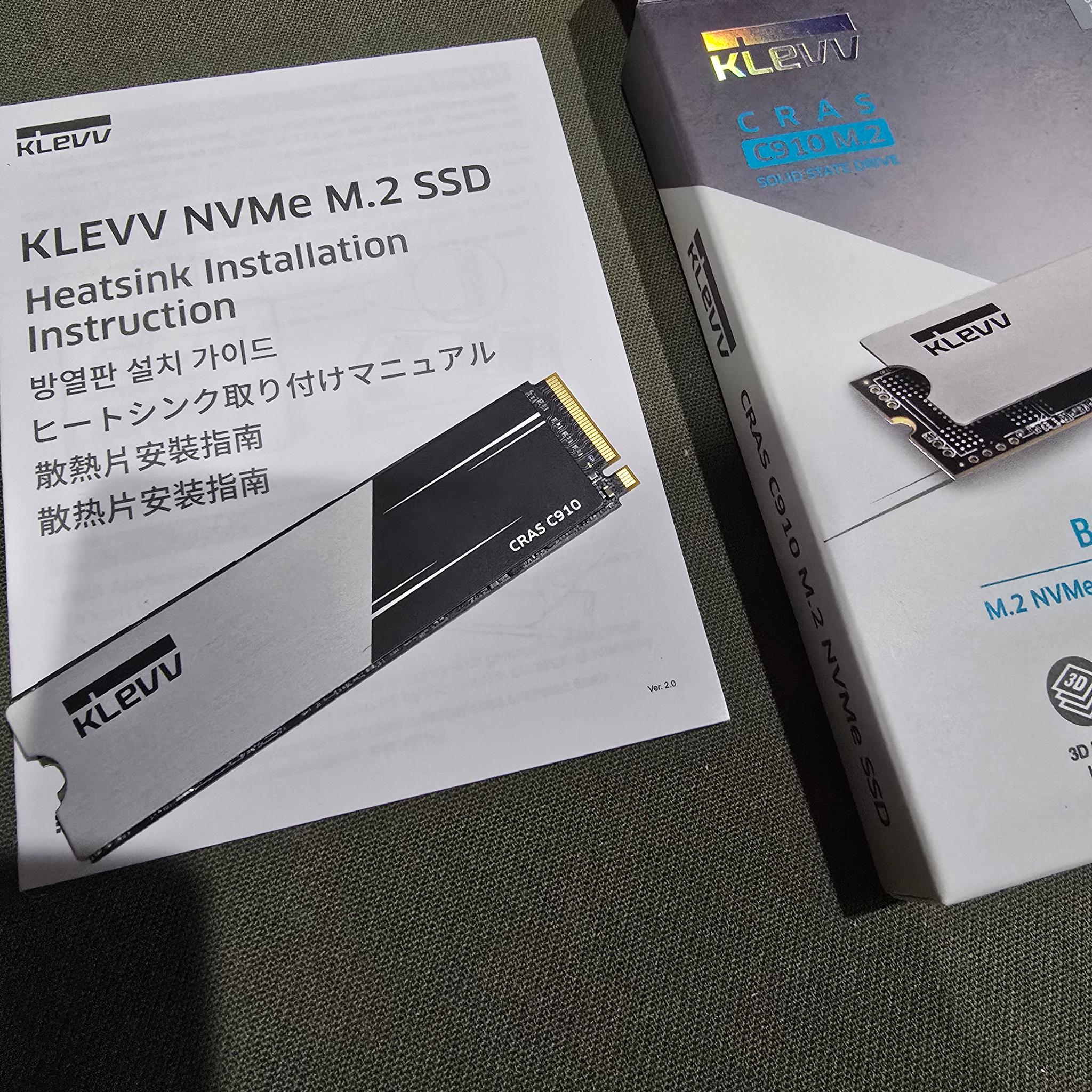 KLEVV CRAS C910 1TB M.2 2280 SLC Cache NVMe PCIe Gen4x4 SSD Heatsink up to 5000MB/s