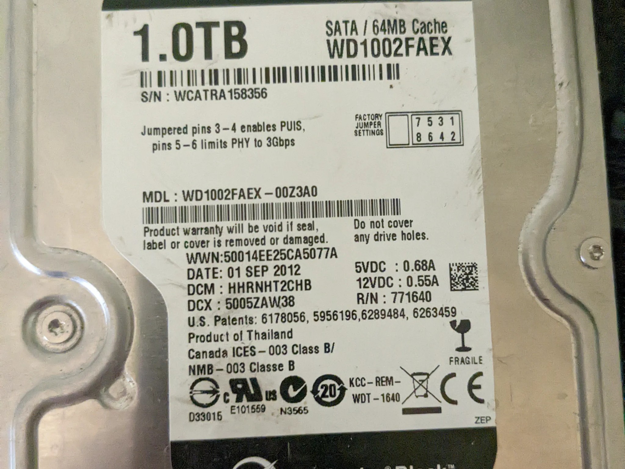 USED Western Digital Black 1tb HDD