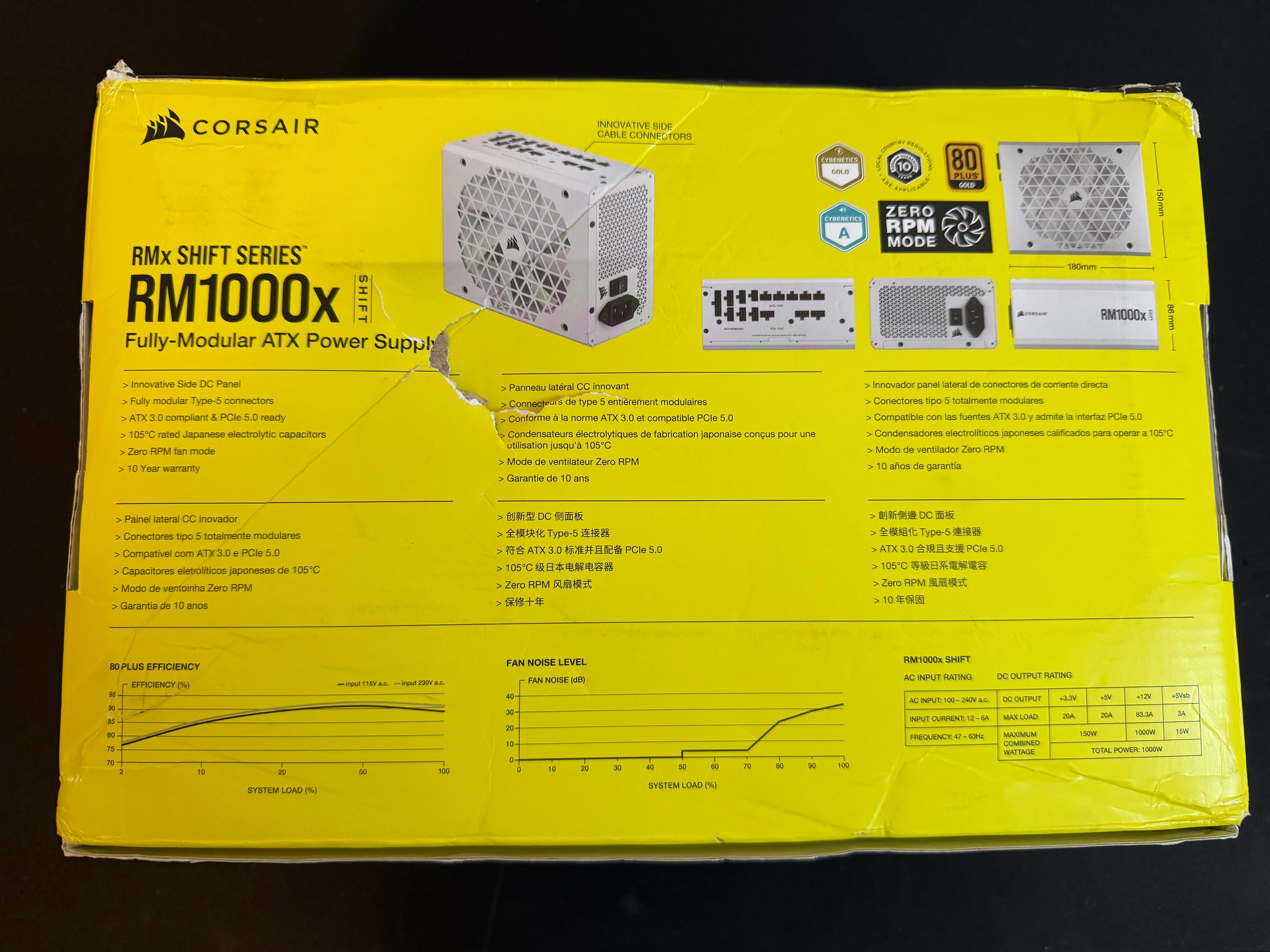 Open Box Corsair RM1000x Shift Series 1000W 80+ Gold Fully Modular PSU (White)