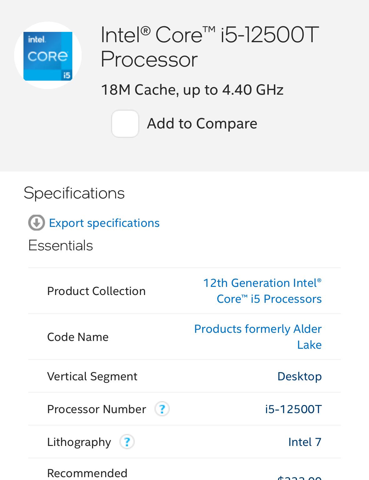 Intel Core i5-12500T