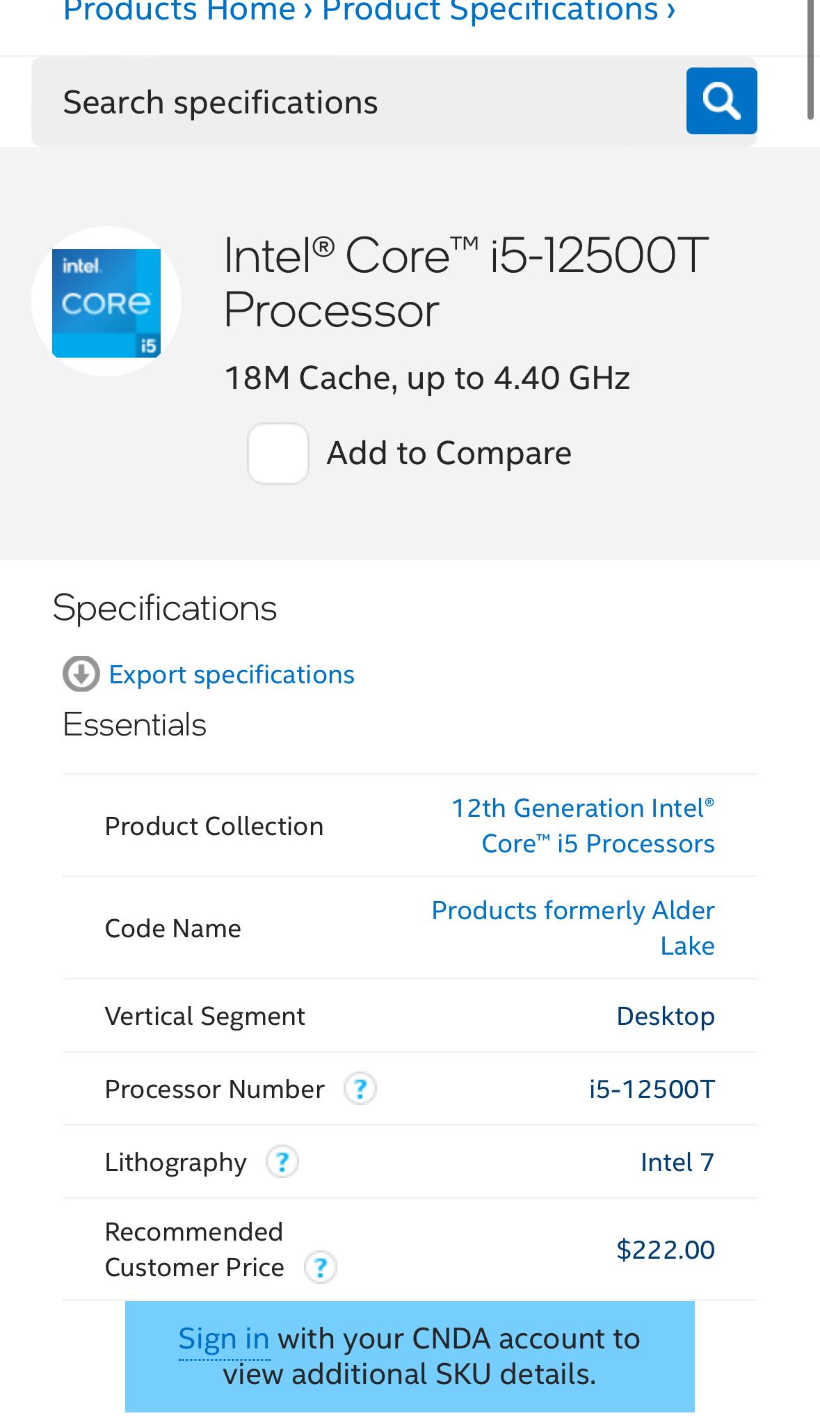 Intel Core i5-12500T
