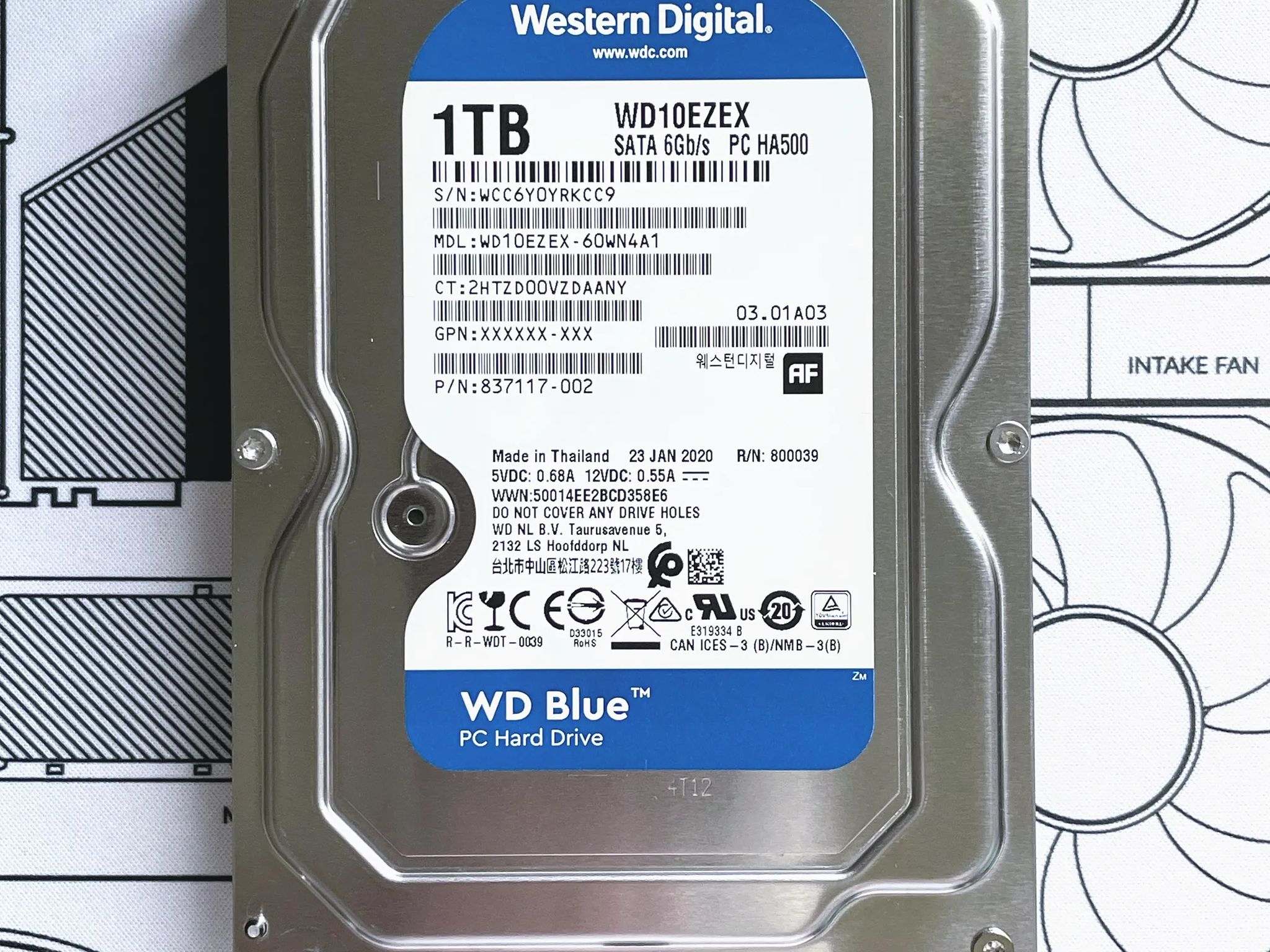 Western Digital 1TB WD Blue 7200 RPM Internal Hard Drive HDD (WD10EZEX)