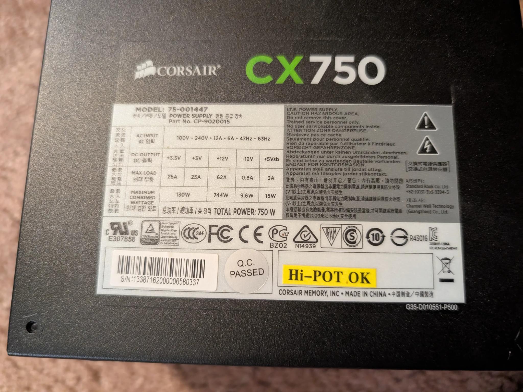 Corsair CX750 power supply