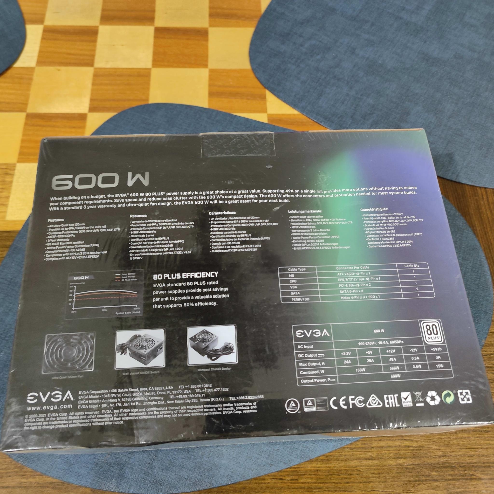 EVGA 600W 80+ Certified Power Supply Brand New!