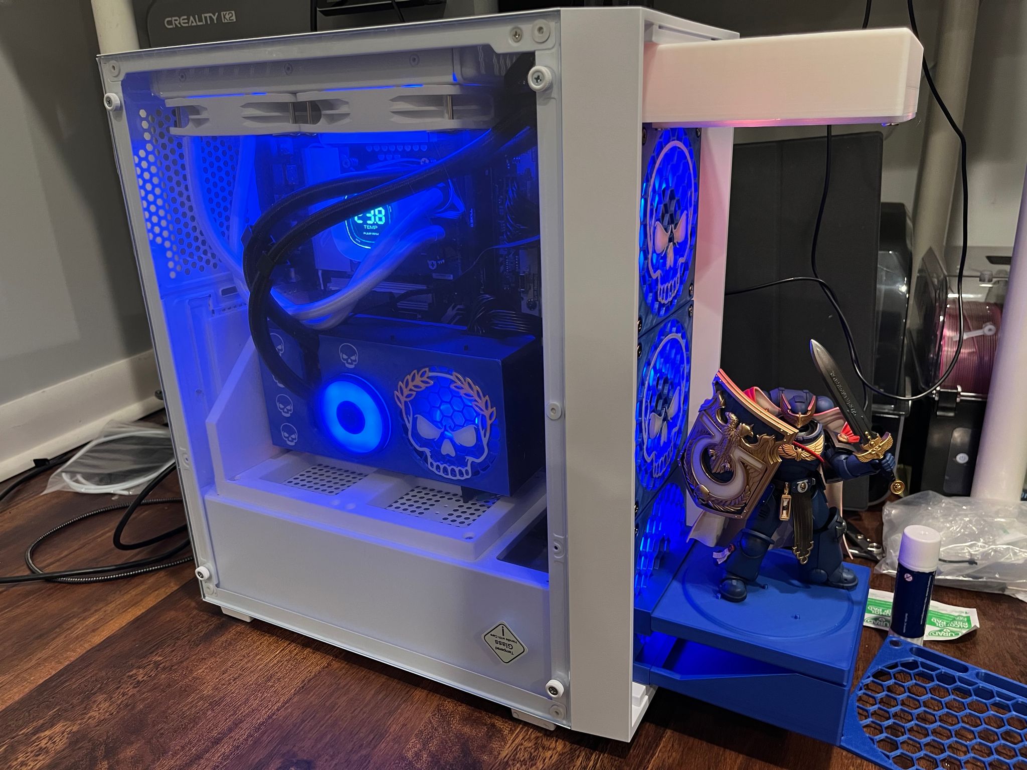 GRIMDARK RTX3080 250KF+ 16GB DDR5 PC w/ Warhammer 40K Action Figure - Dual AIO Watercool...