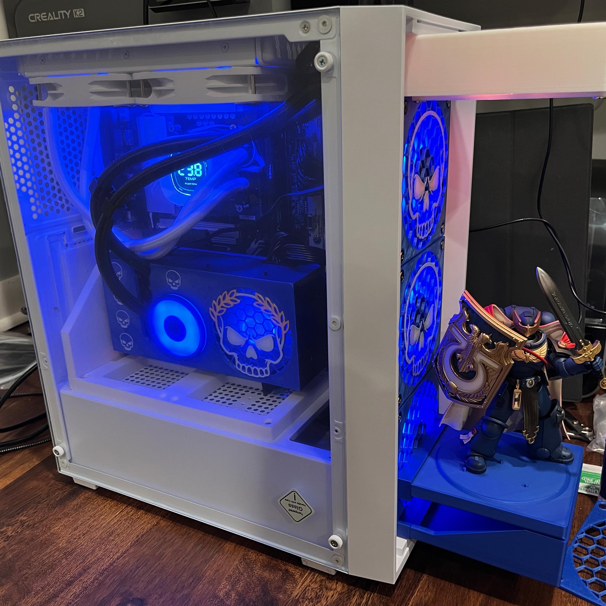 GRIMDARK RTX3080 250KF+ 16GB DDR5 PC w/ Warhammer 40K Action Figure - Dual AIO Watercool...