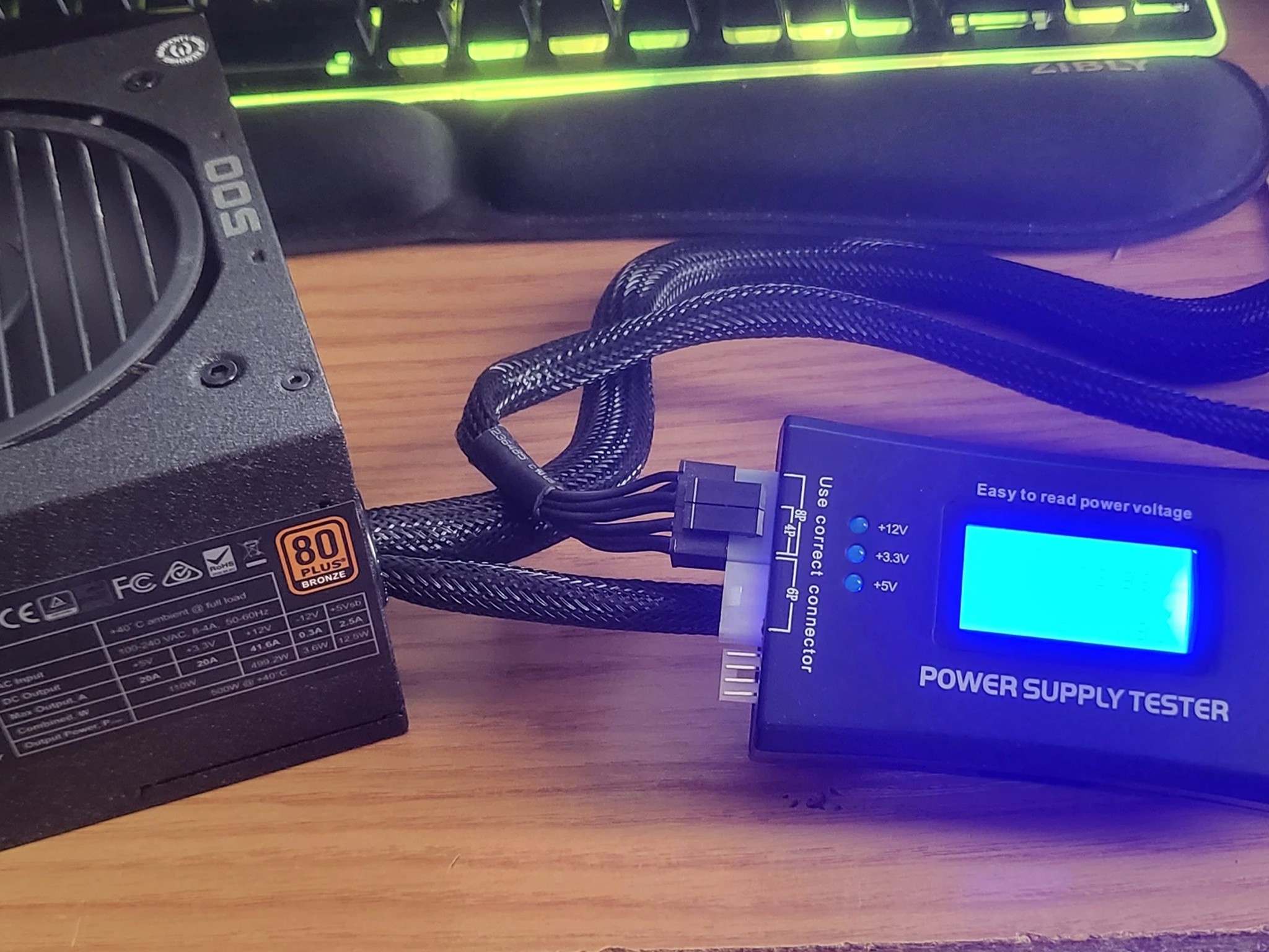 USED EVGA 500BQ Power Supply w/Power Cord and PCI-E Power Cable